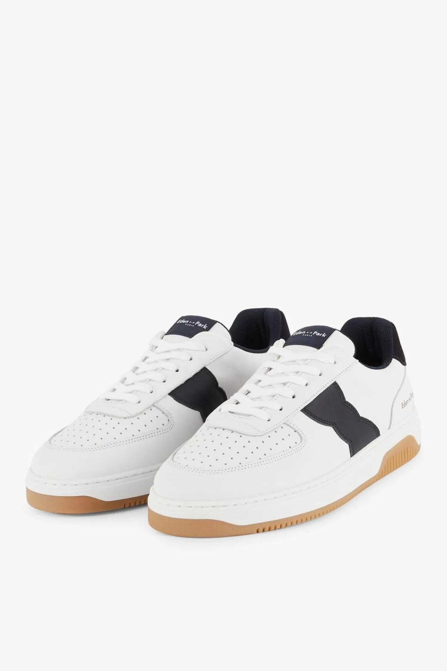 Eden Park Baskets Blanches Bicolores En Cuir-Homme Sneakers