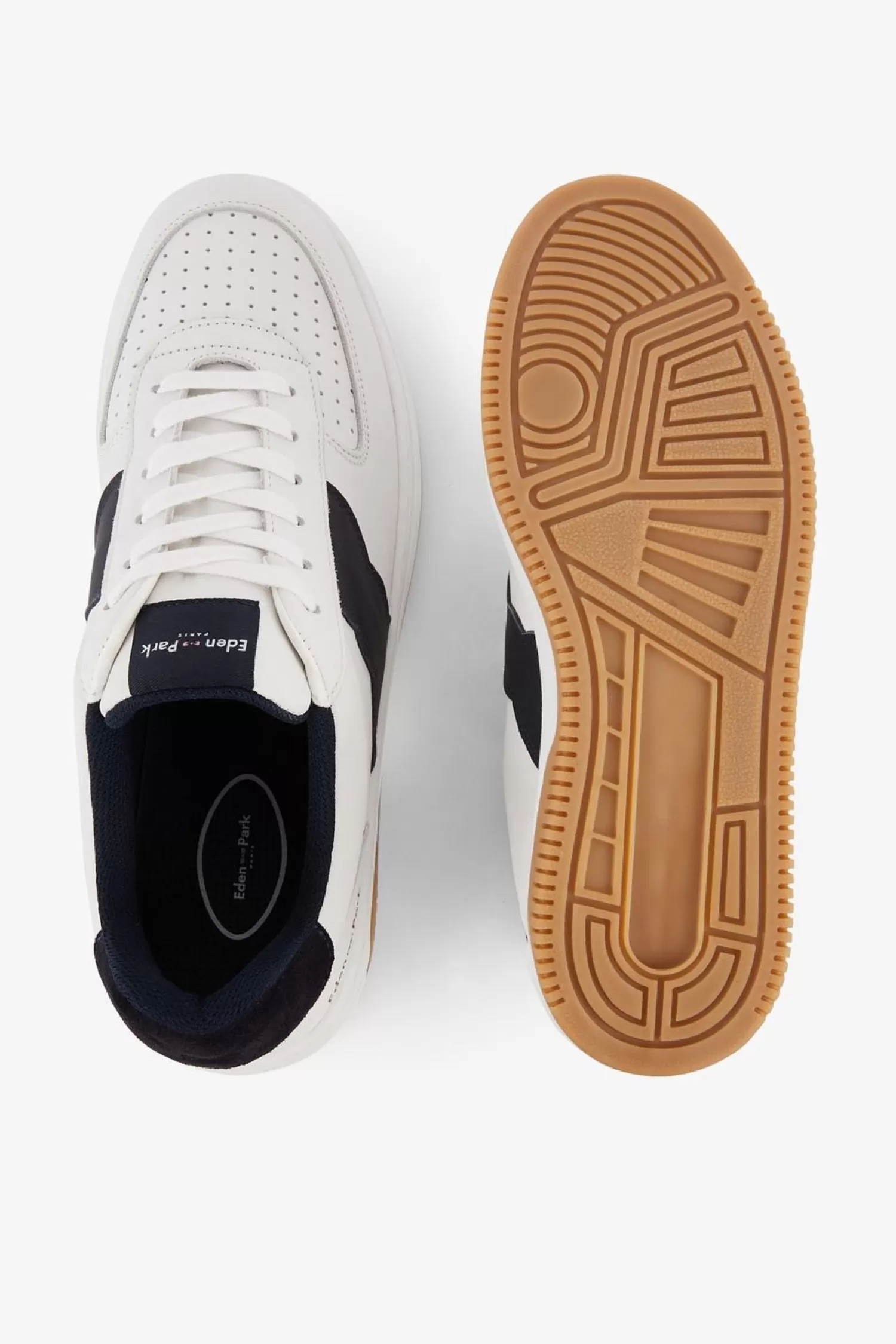 Eden Park Baskets Blanches Bicolores En Cuir-Homme Sneakers