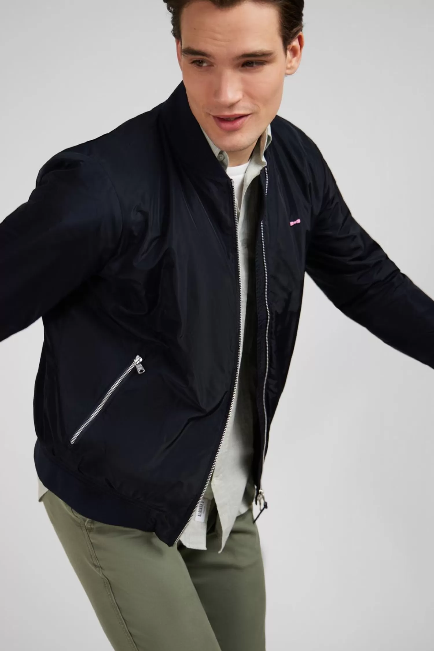 blouson_bleu_marine_uni_2.webp Eden Park Blouson Bleu Marine Uni-Homme Manteaux Et Vestes