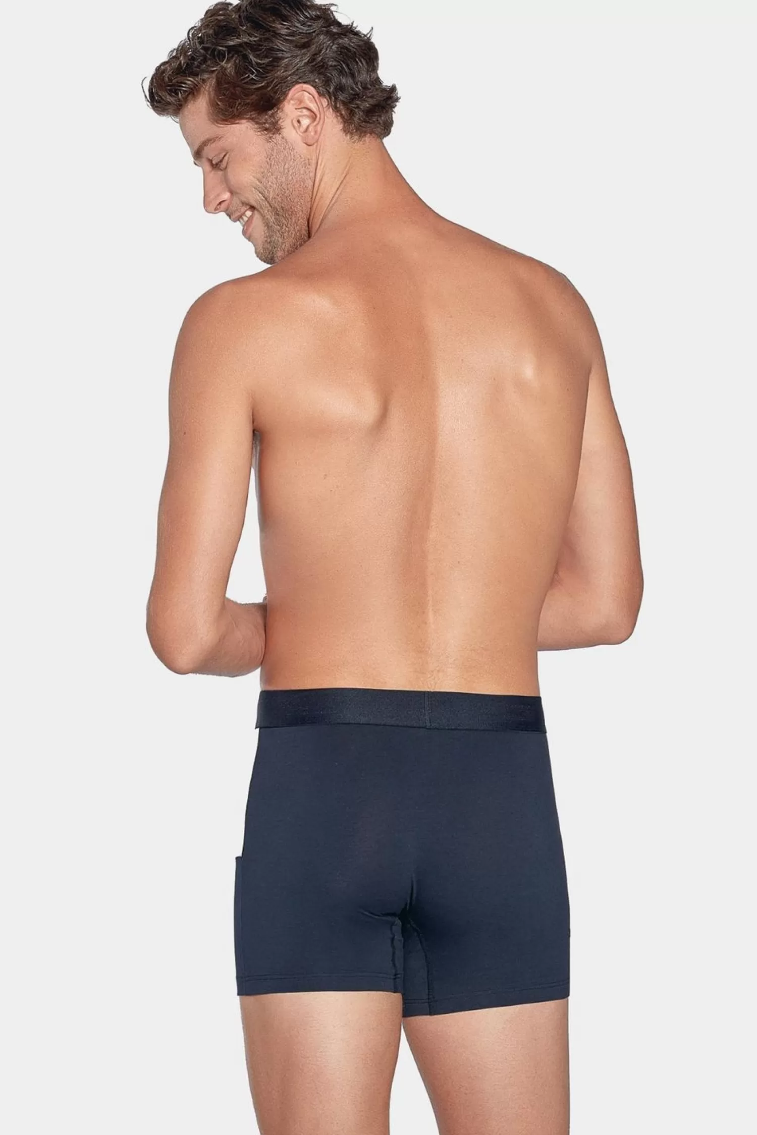 Eden Park Boxer Colorblock Marine Rouge Et Gris En Coton Stretch-Homme Sous-Vêtements