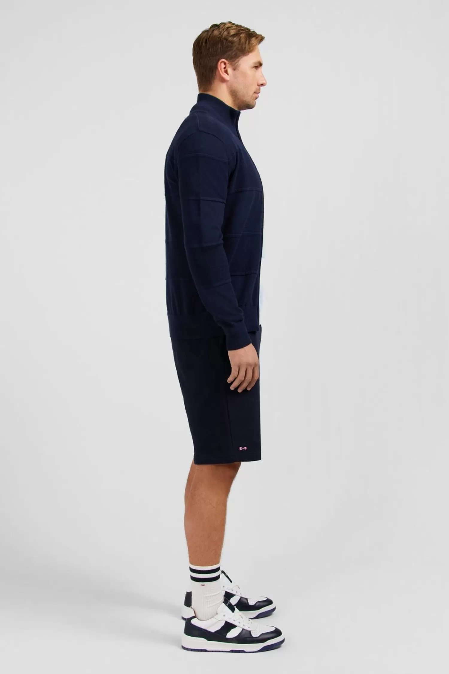 cardigan_zippe_bleu_marine_en_jeu_de_maille_4.webp Eden Park Cardigan Zippe Bleu Marine En Jeu De Maille-Homme Cardigans