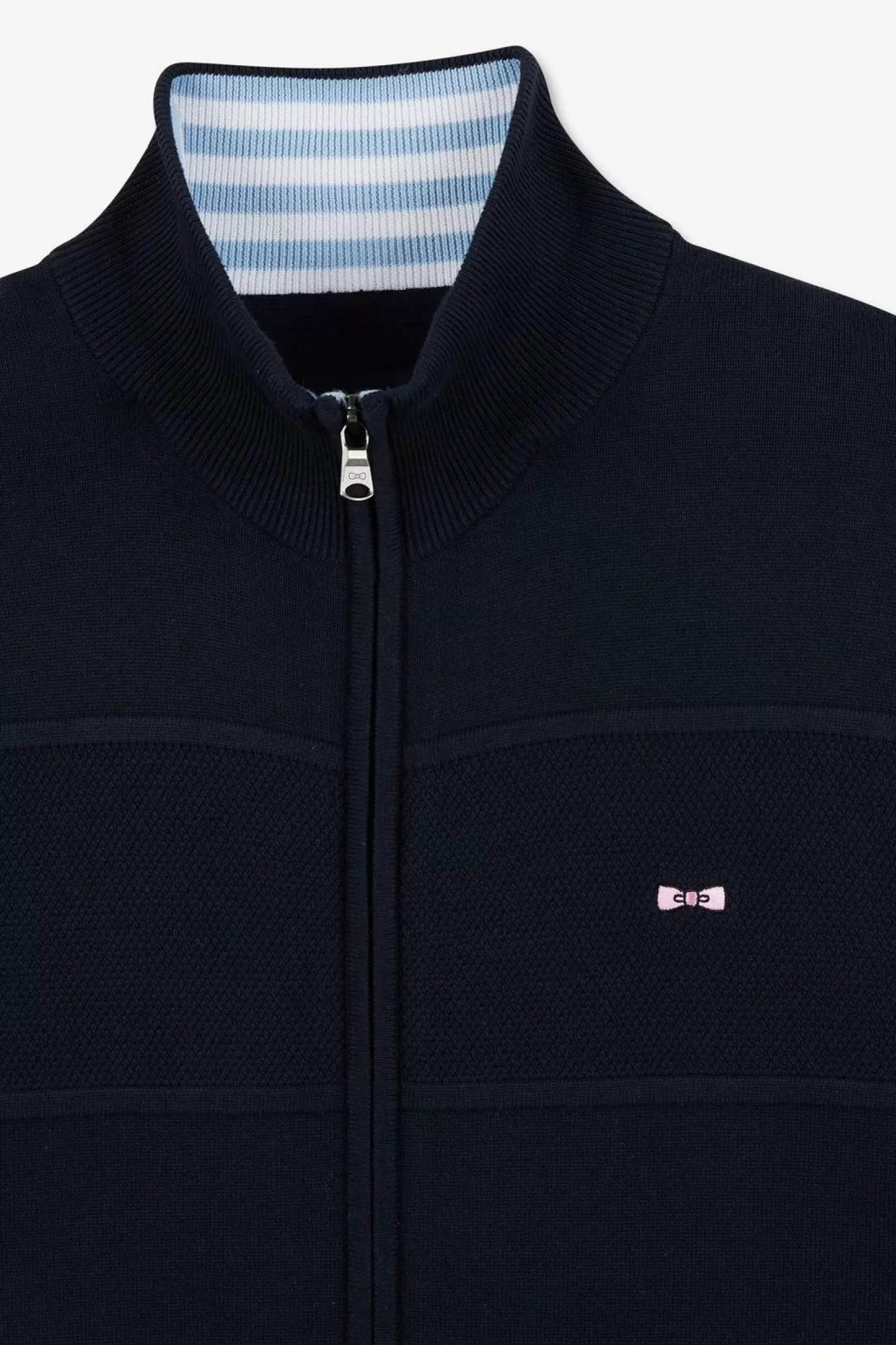 cardigan_zippe_bleu_marine_en_jeu_de_maille_6.webp Eden Park Cardigan Zippe Bleu Marine En Jeu De Maille-Homme Cardigans