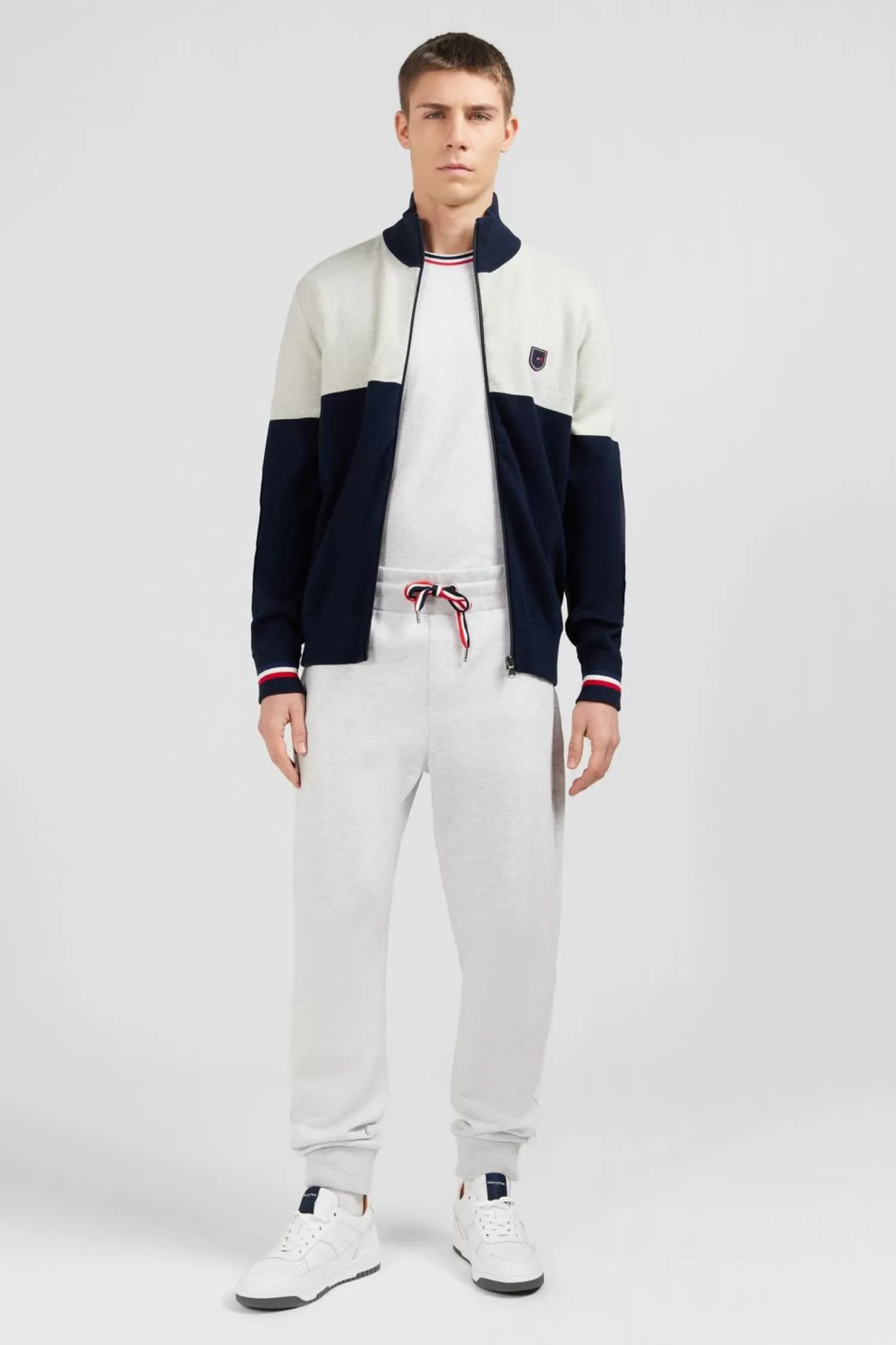 Eden Park Cardigan Zippe Gris Colorblock-Homme Cardigans