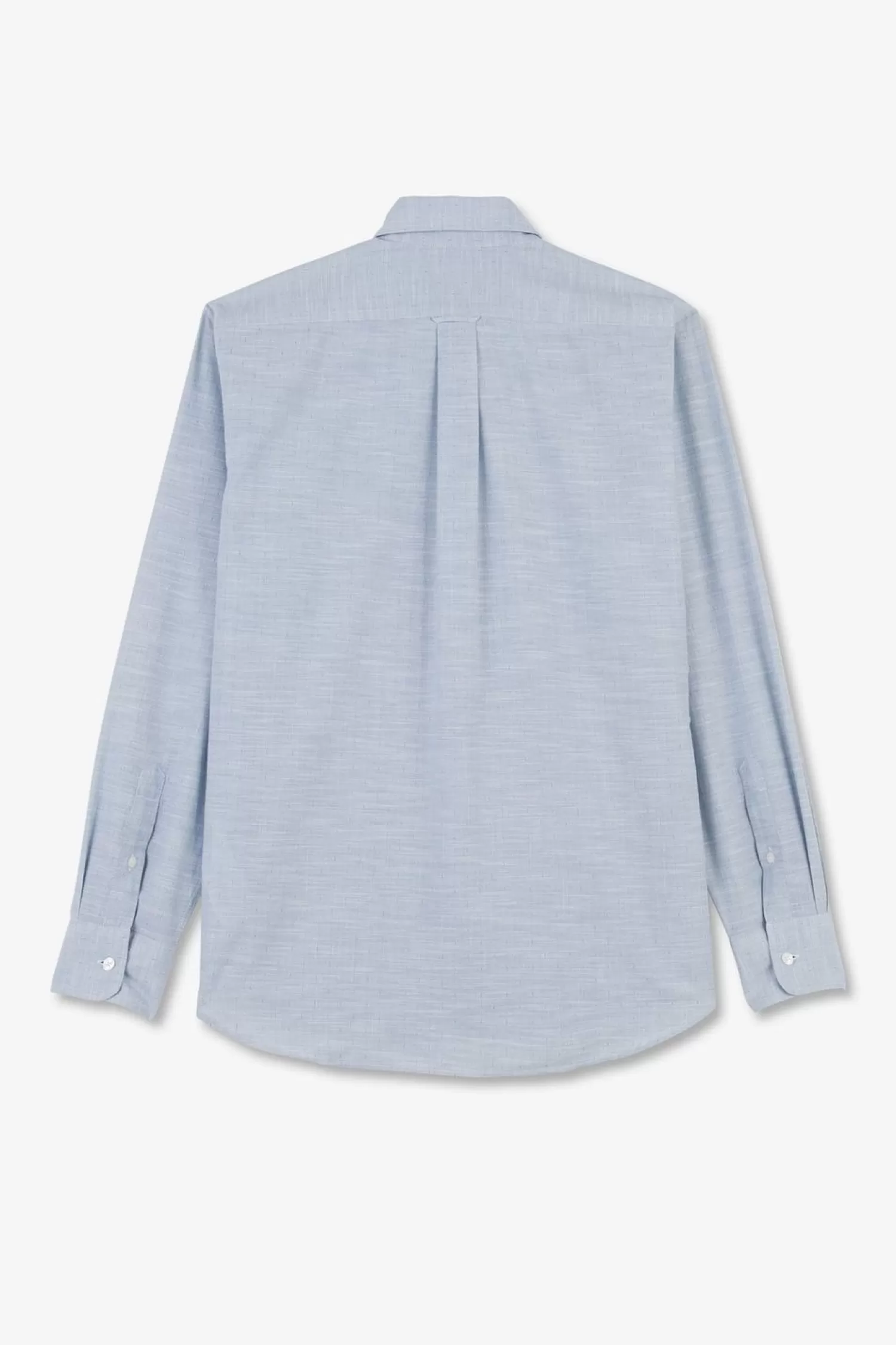 chemise_bleue_en_coton_dobby_3.webp Eden Park Chemise Bleue En Coton Dobby-Homme Chemises