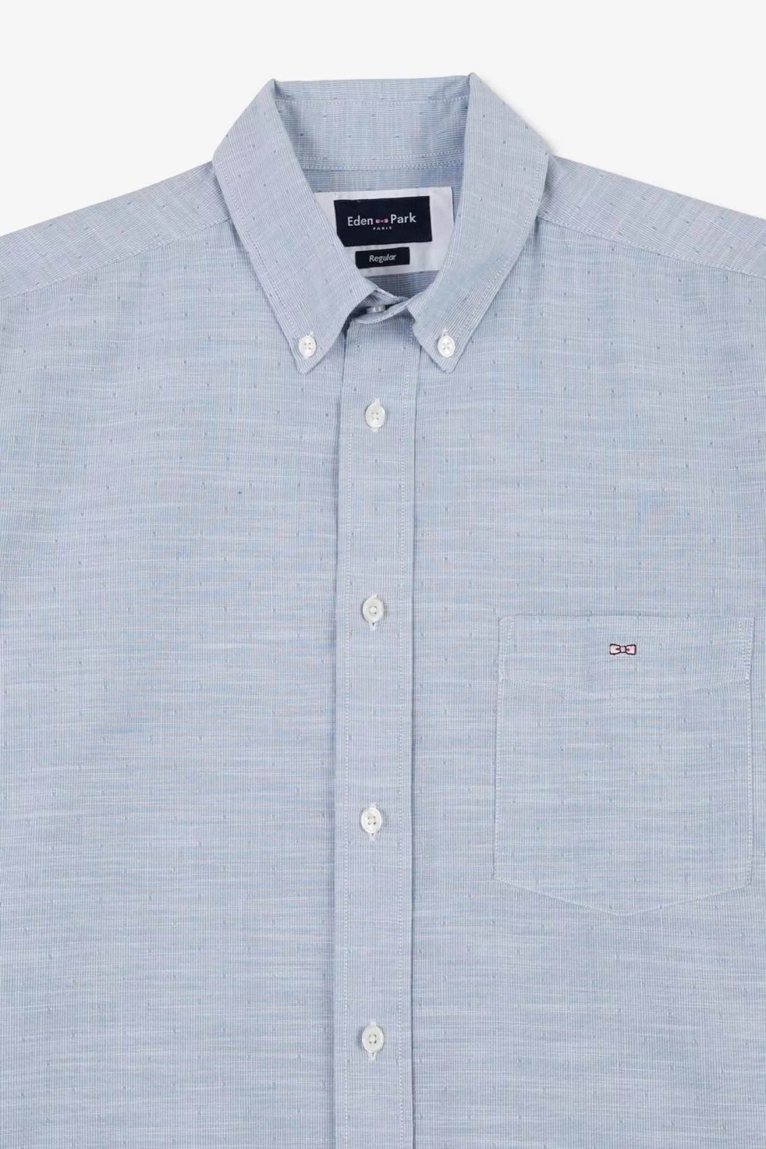 chemise_bleue_en_coton_dobby_6.webp Eden Park Chemise Bleue En Coton Dobby-Homme Chemises
