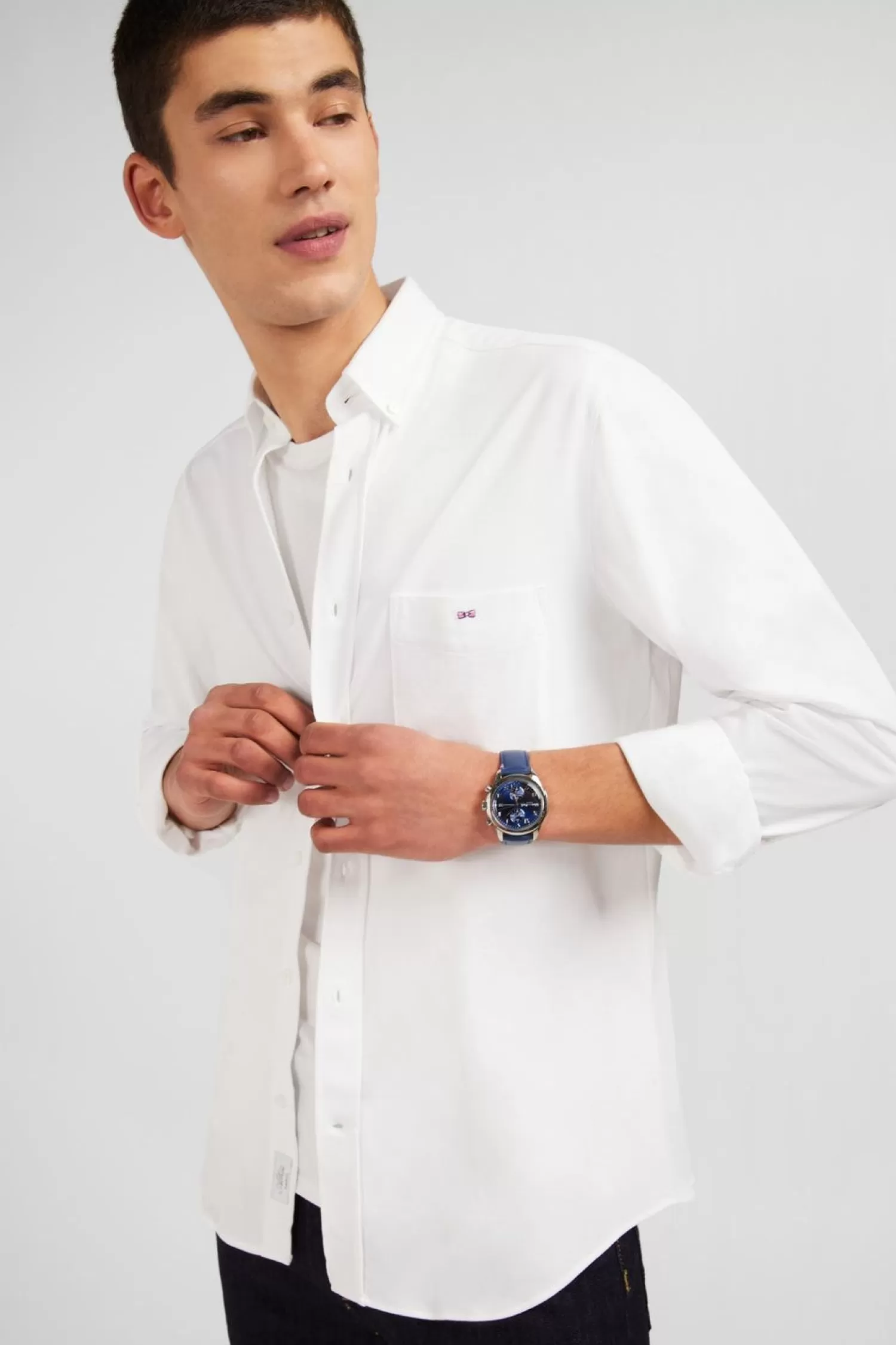 chemise_en_coton_pinpoint_blanc_3-1.webp Eden Park Chemise En Coton Pinpoint Blanc-Homme Chemises