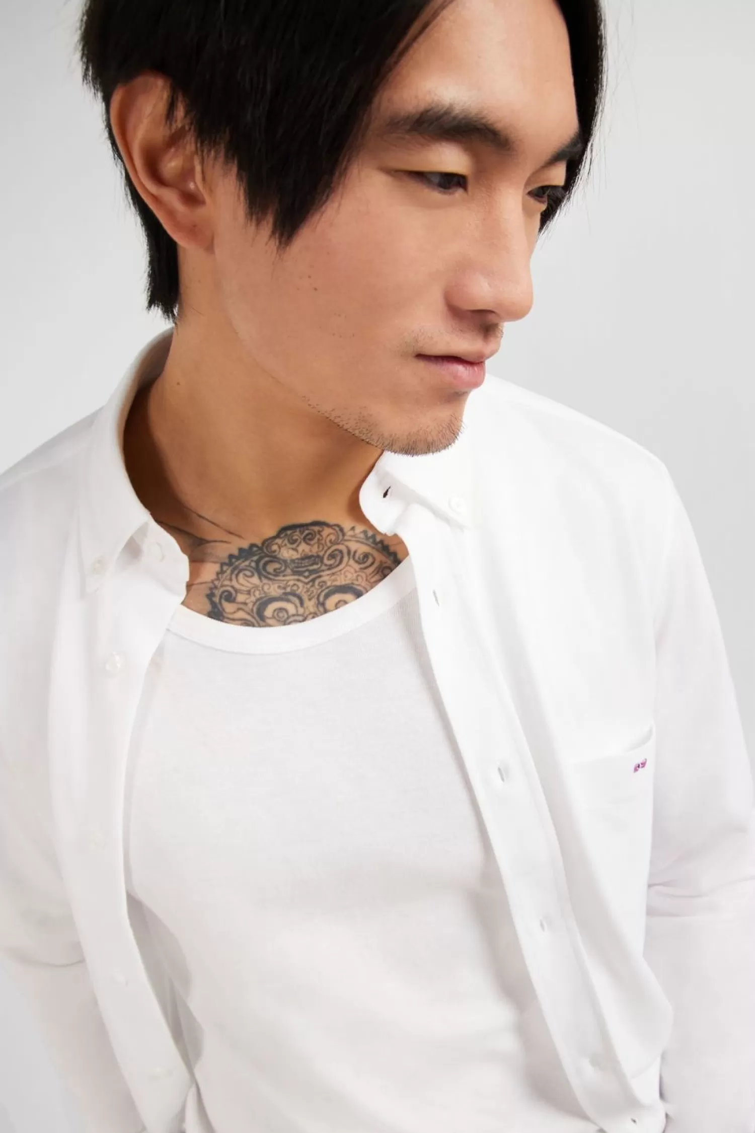 chemise_en_coton_pinpoint_blanc_3.webp Eden Park Chemise En Coton Pinpoint Blanc-Homme Chemises