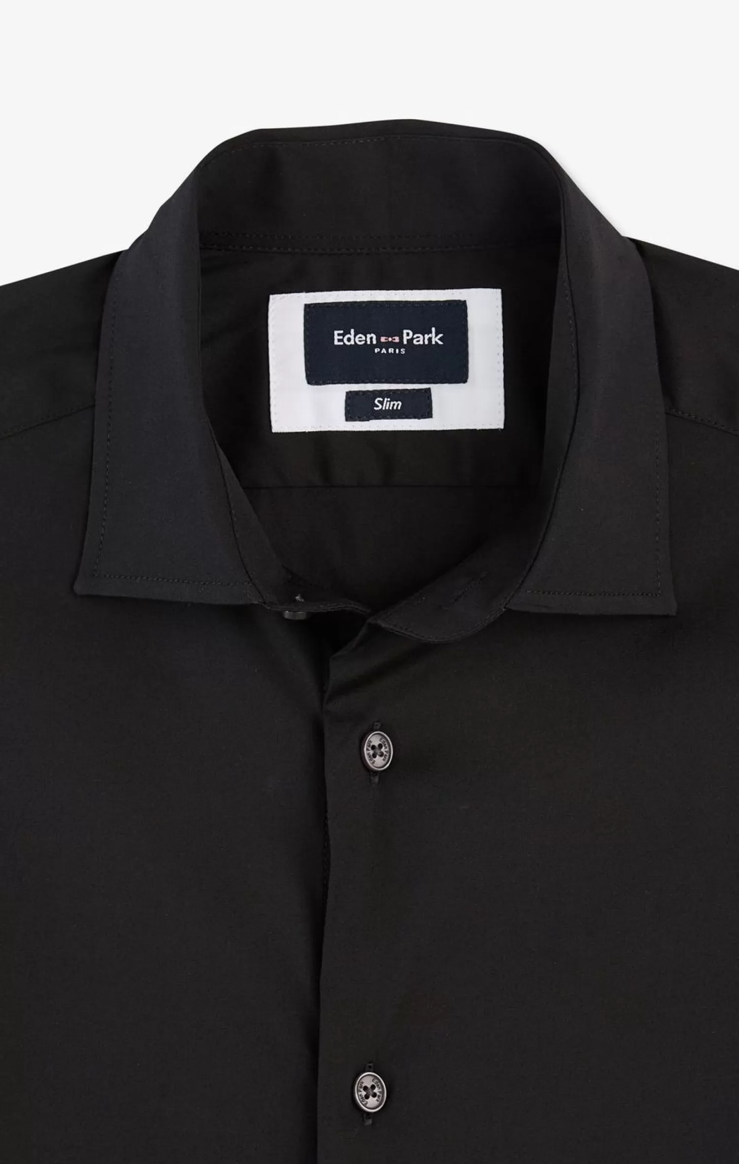 chemise_noir_slim_en_popeline_stretch_7.webp Eden Park Chemise Noir Slim En Popeline Stretch-Homme Chemises