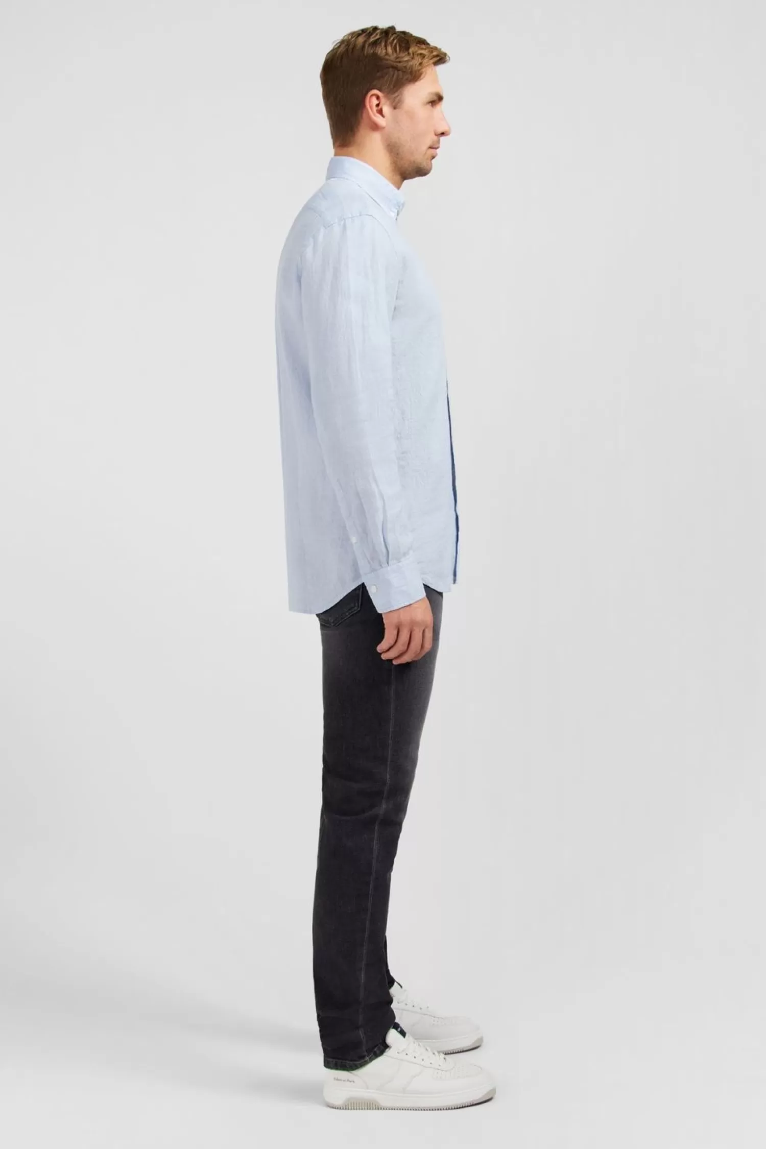 chemise_unie_bleu_clair_en_lin_2.webp Eden Park Chemise Unie Bleu Clair En Lin-Homme Chemises