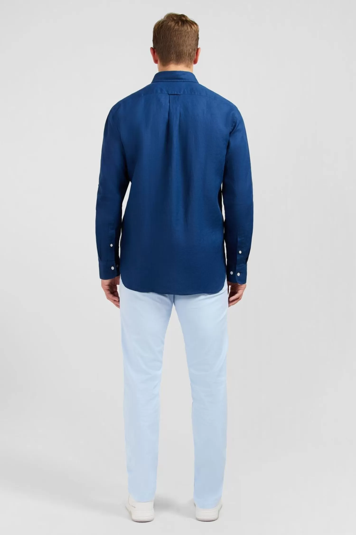 chemise_unie_bleue_en_lin_3-1.webp Eden Park Chemise Unie Bleue En Lin-Homme Chemises