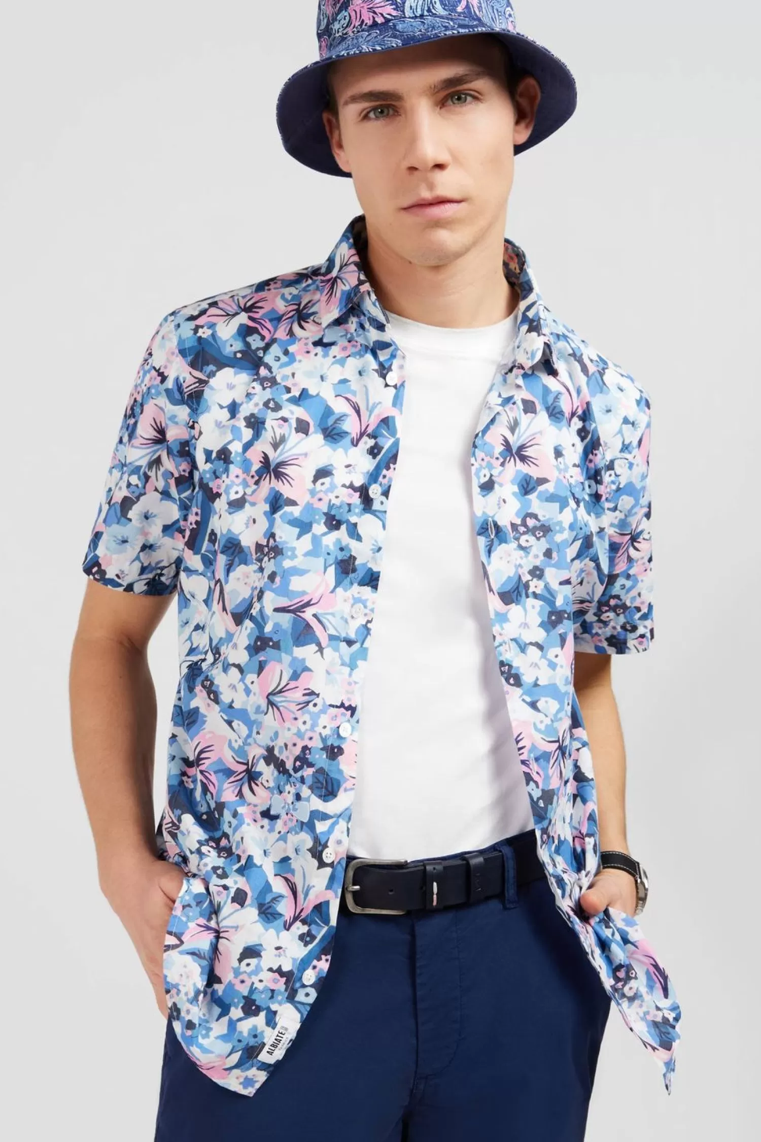 chemisette_bleue_imprime_exclusif_fleurs_2.webp Eden Park Chemisette Bleue Imprime Exclusif Fleurs-Homme Chemisettes