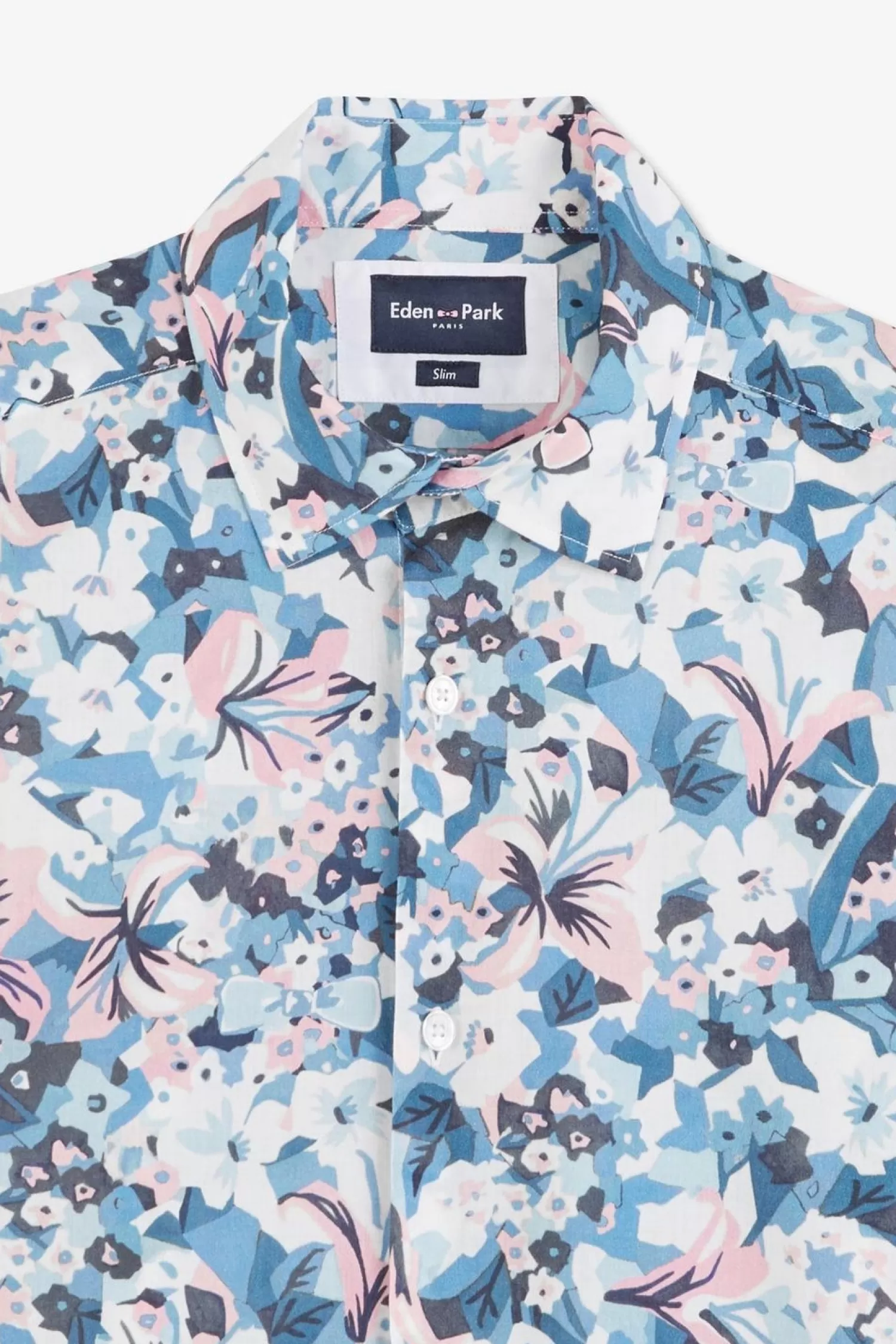 chemisette_bleue_imprime_exclusif_fleurs_6.webp Eden Park Chemisette Bleue Imprime Exclusif Fleurs-Homme Chemisettes