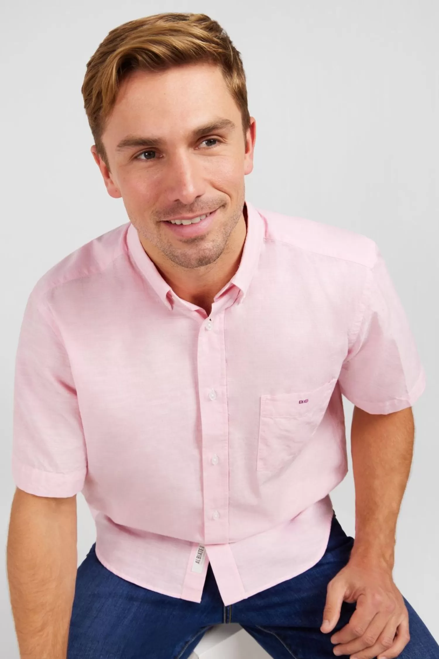 chemisette_rose_en_coton_dobby_2-1.webp Eden Park Chemisette Rose En Coton Dobby-Homme Chemisettes