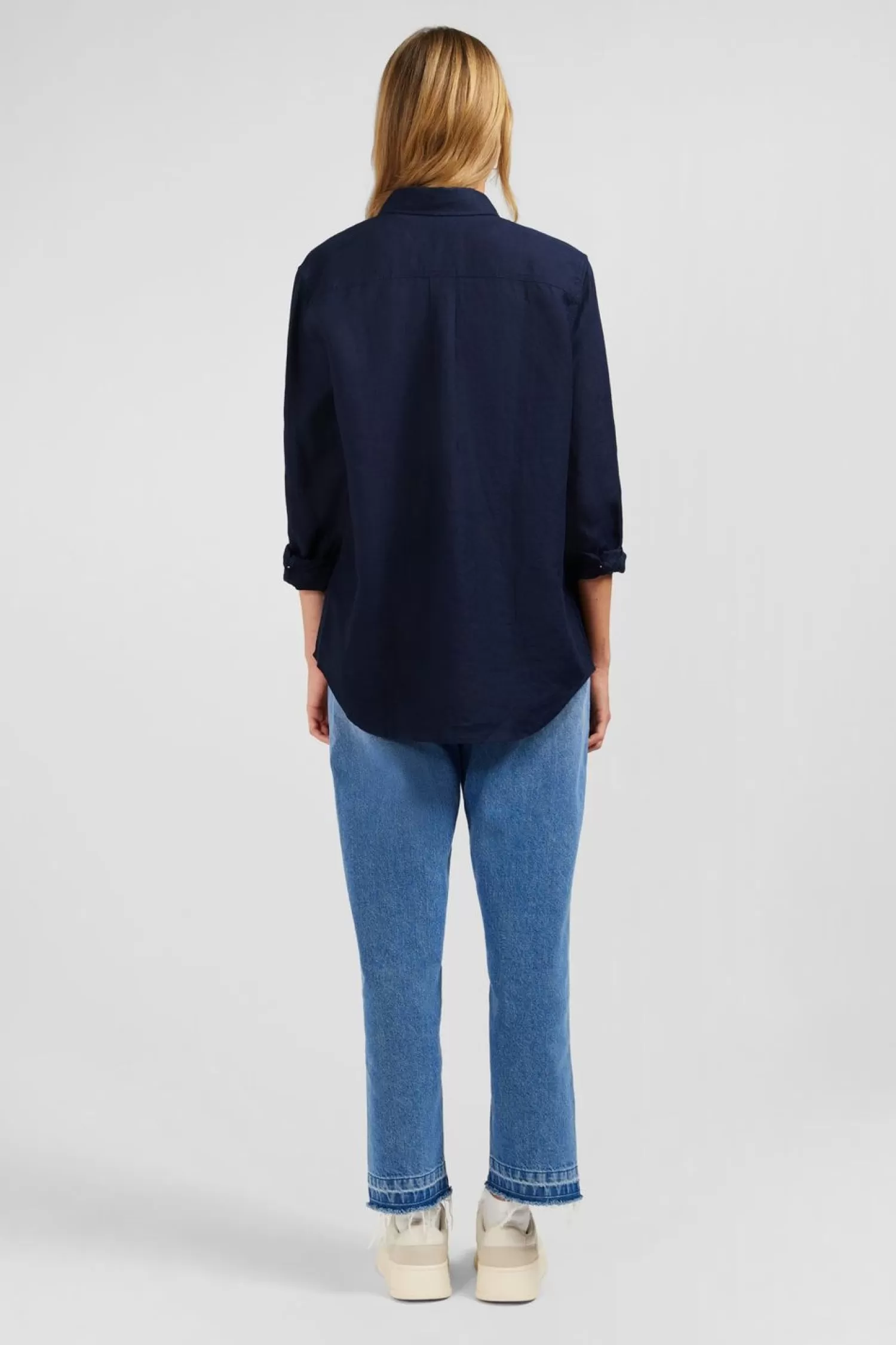 chemisier_bleu_marine_uni_4.webp Eden Park Chemisier Bleu Marine Uni-Femme Chemises