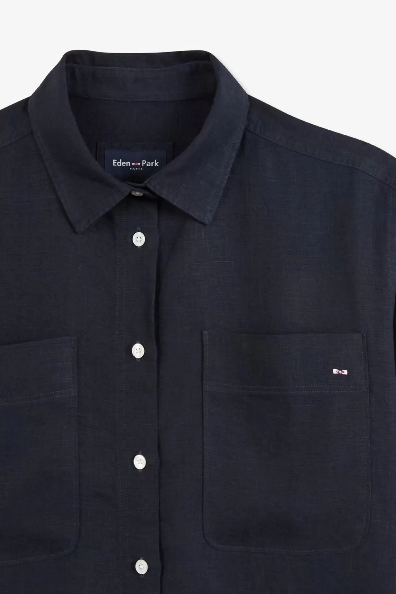 chemisier_bleu_marine_uni_6.webp Eden Park Chemisier Bleu Marine Uni-Femme Chemises