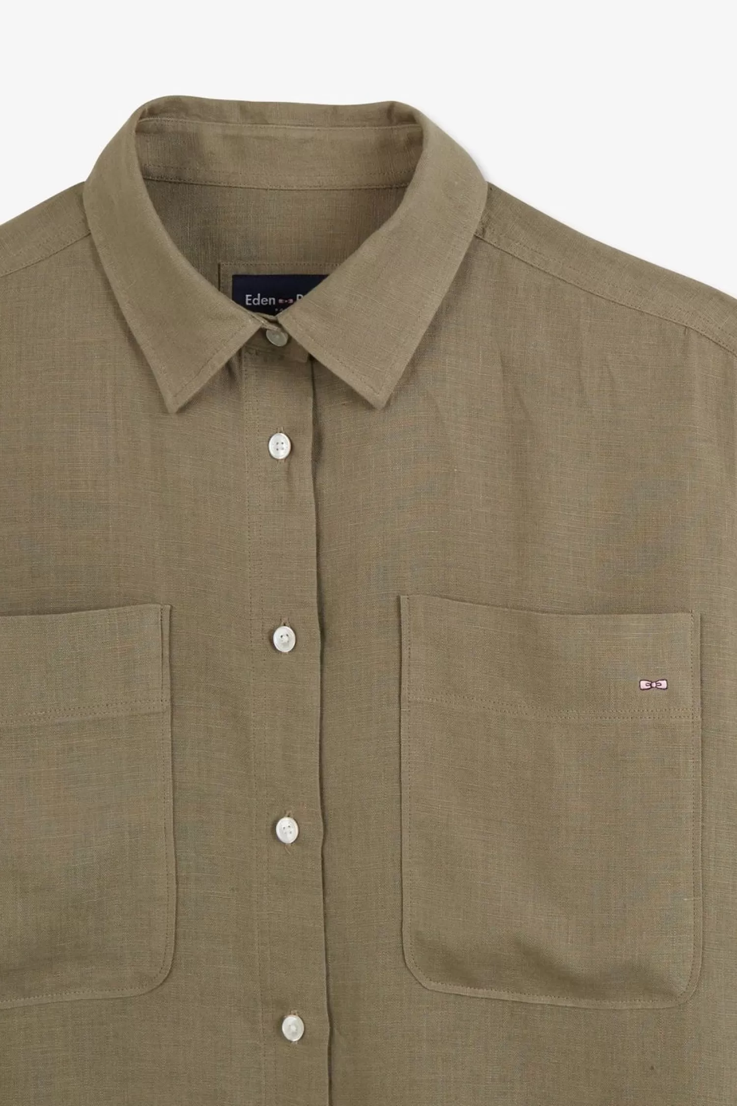 chemisier_kaki_uni_6.webp Eden Park Chemisier Kaki Uni-Femme Chemises