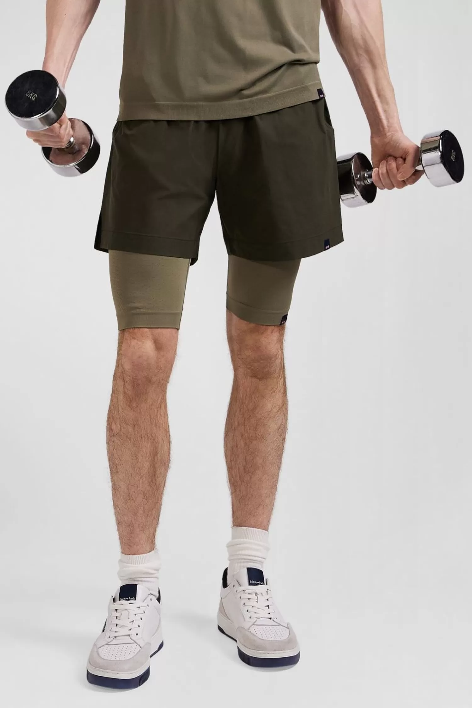 Eden Park Cycliste De Sport Stretch Kaki-Homme Shorts Et Bermudas