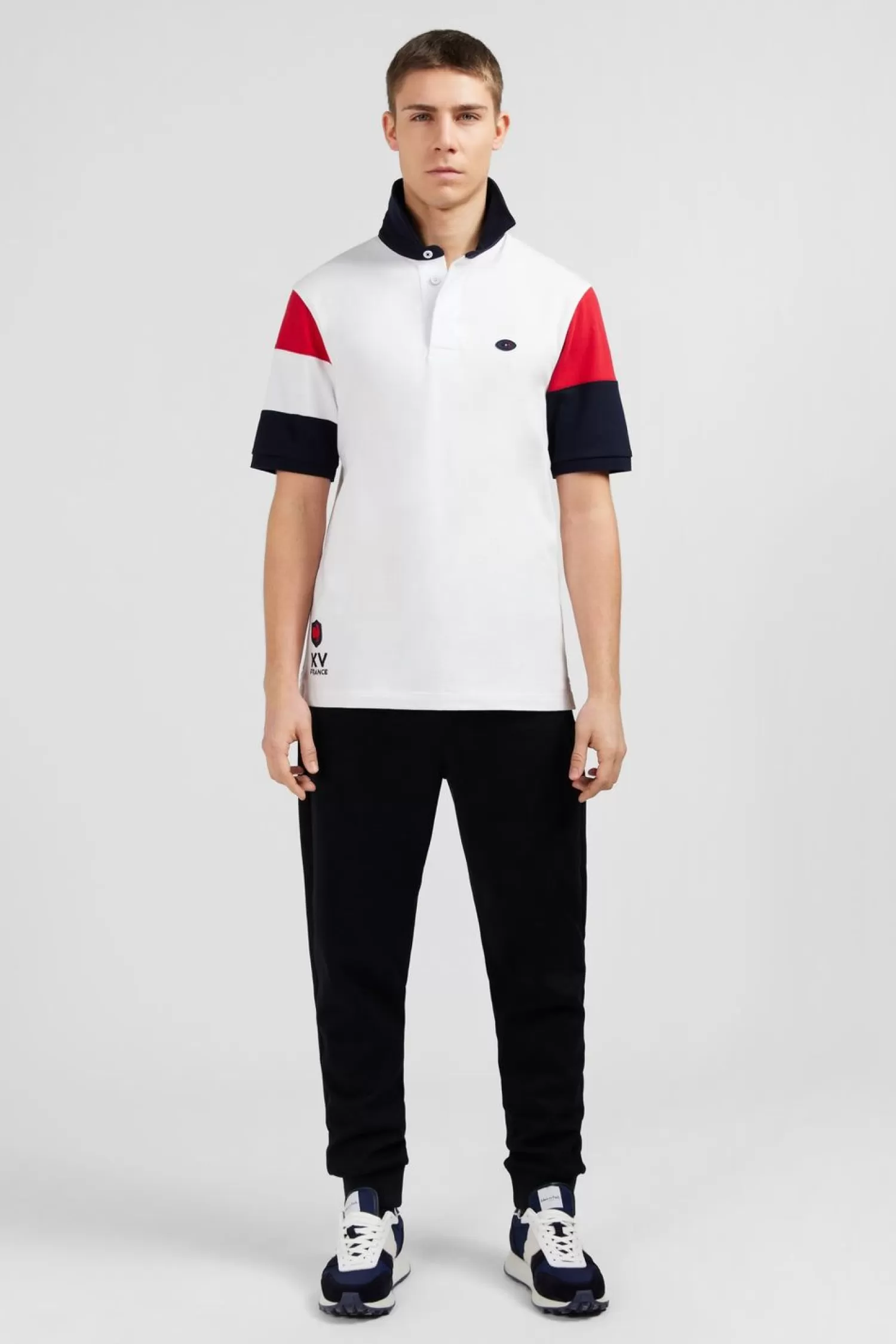 Eden Park Maillot Blanc Colorblock Manches Courtes A Broderies Xv De France-Homme Maillots De Rugby