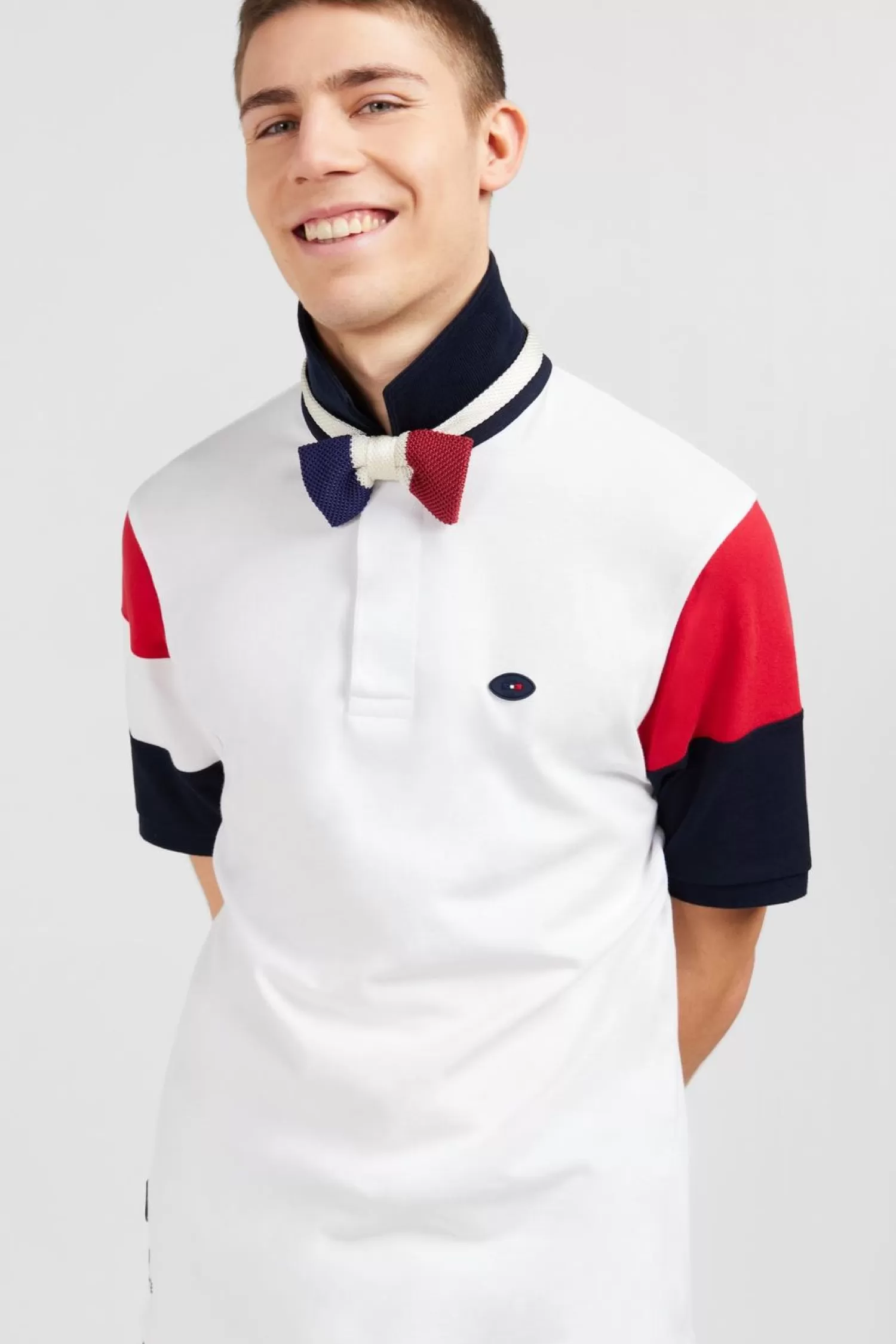 Eden Park Maillot Blanc Colorblock Manches Courtes A Broderies Xv De France-Homme Maillots De Rugby