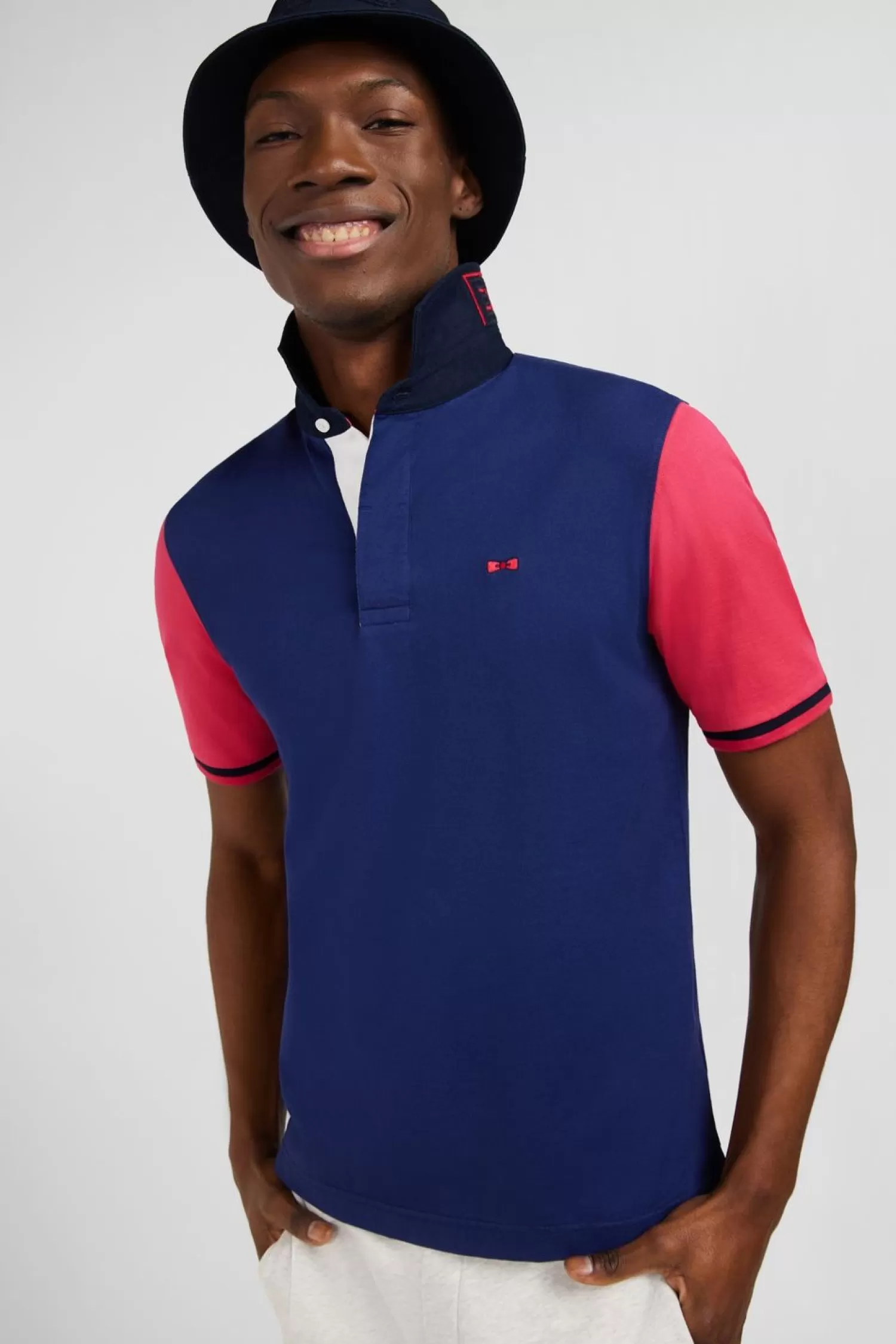 Eden Park Maillot Bleu Colorblock A Broderie N°10 Au Dos-Homme Maillots De Rugby