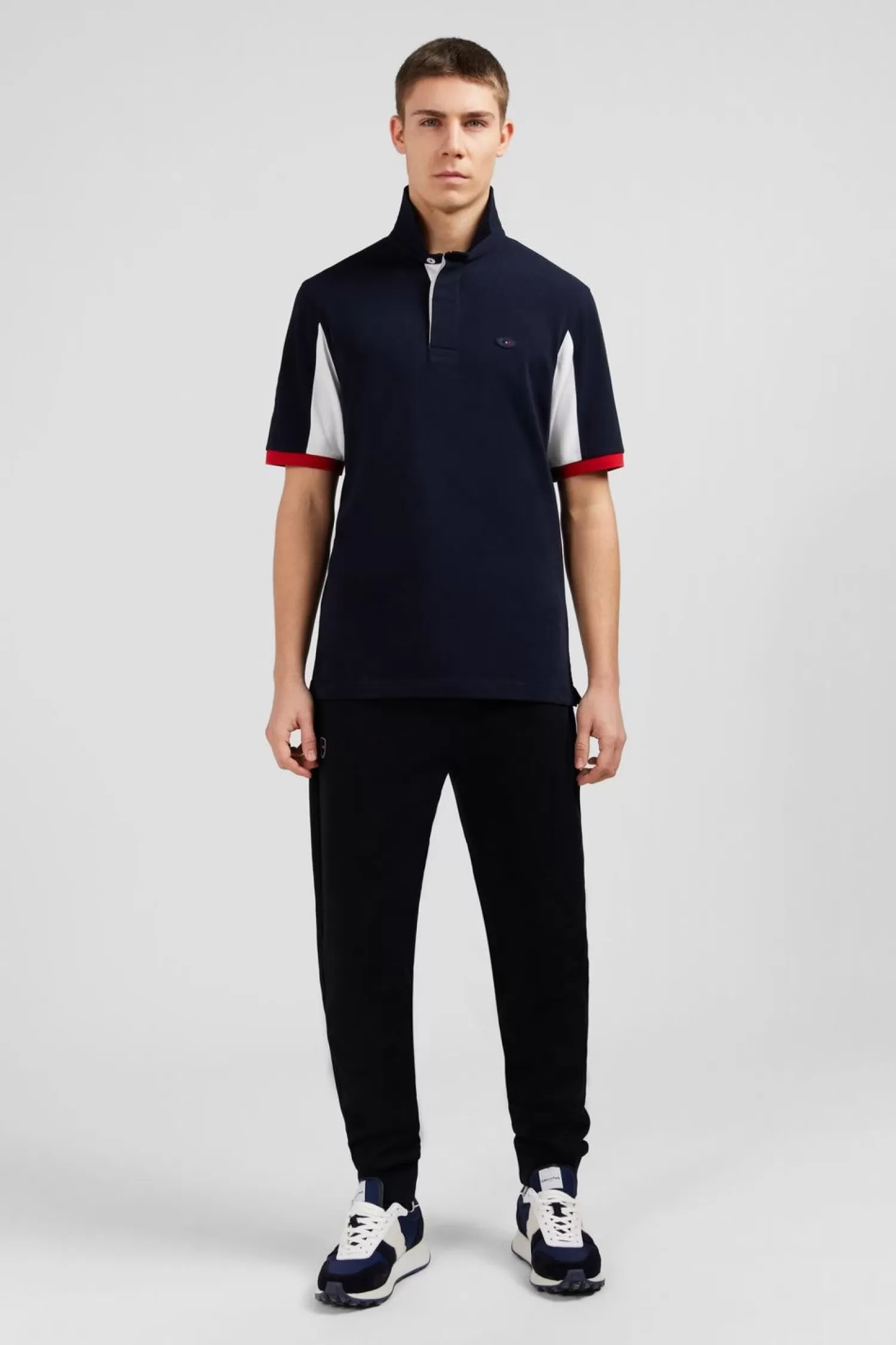 Eden Park Maillot Bleu Fonce Colorblock A Broderie N°10 Au Dos-Homme Maillots De Rugby