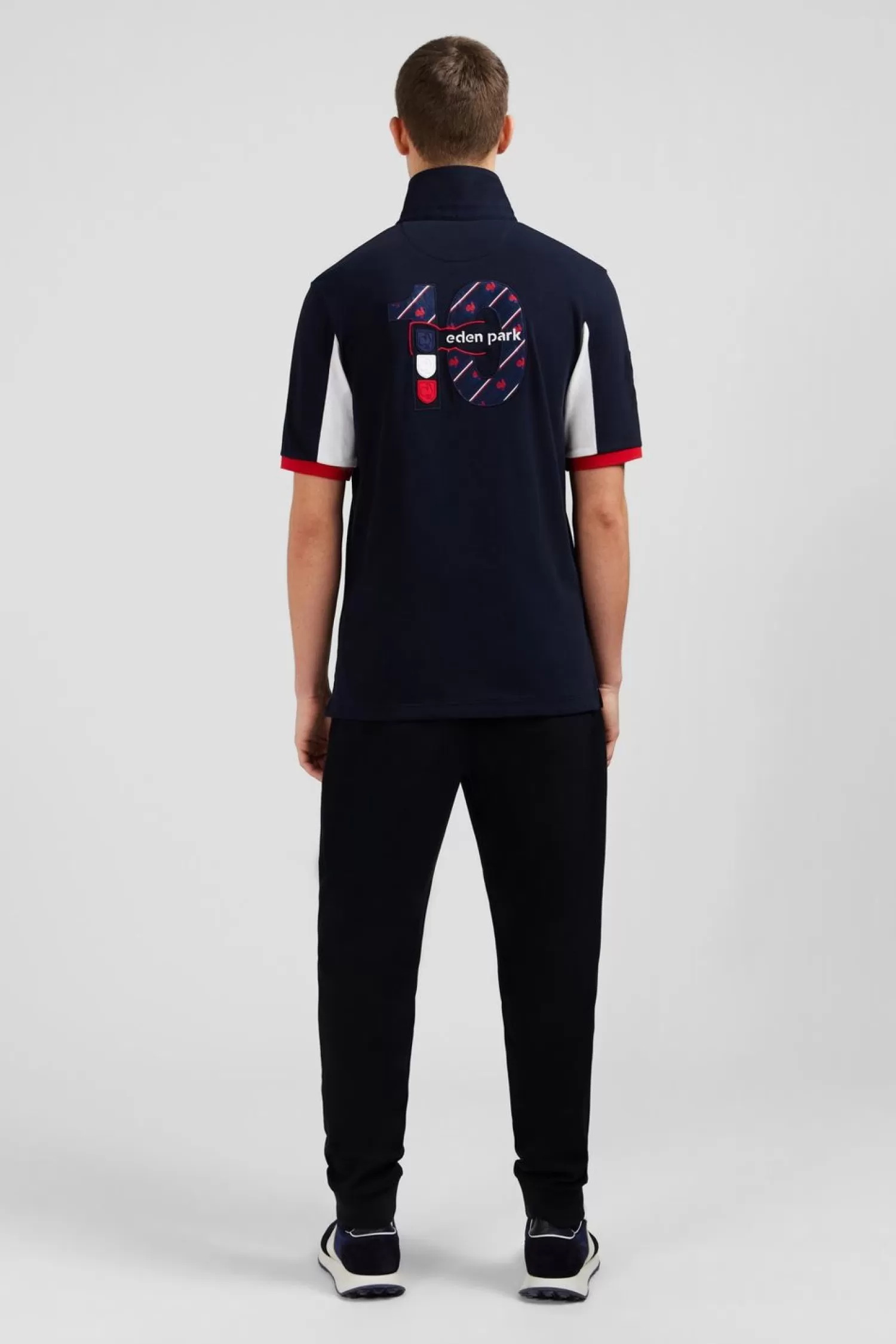 Eden Park Maillot Bleu Fonce Colorblock A Broderie N°10 Au Dos-Homme Maillots De Rugby