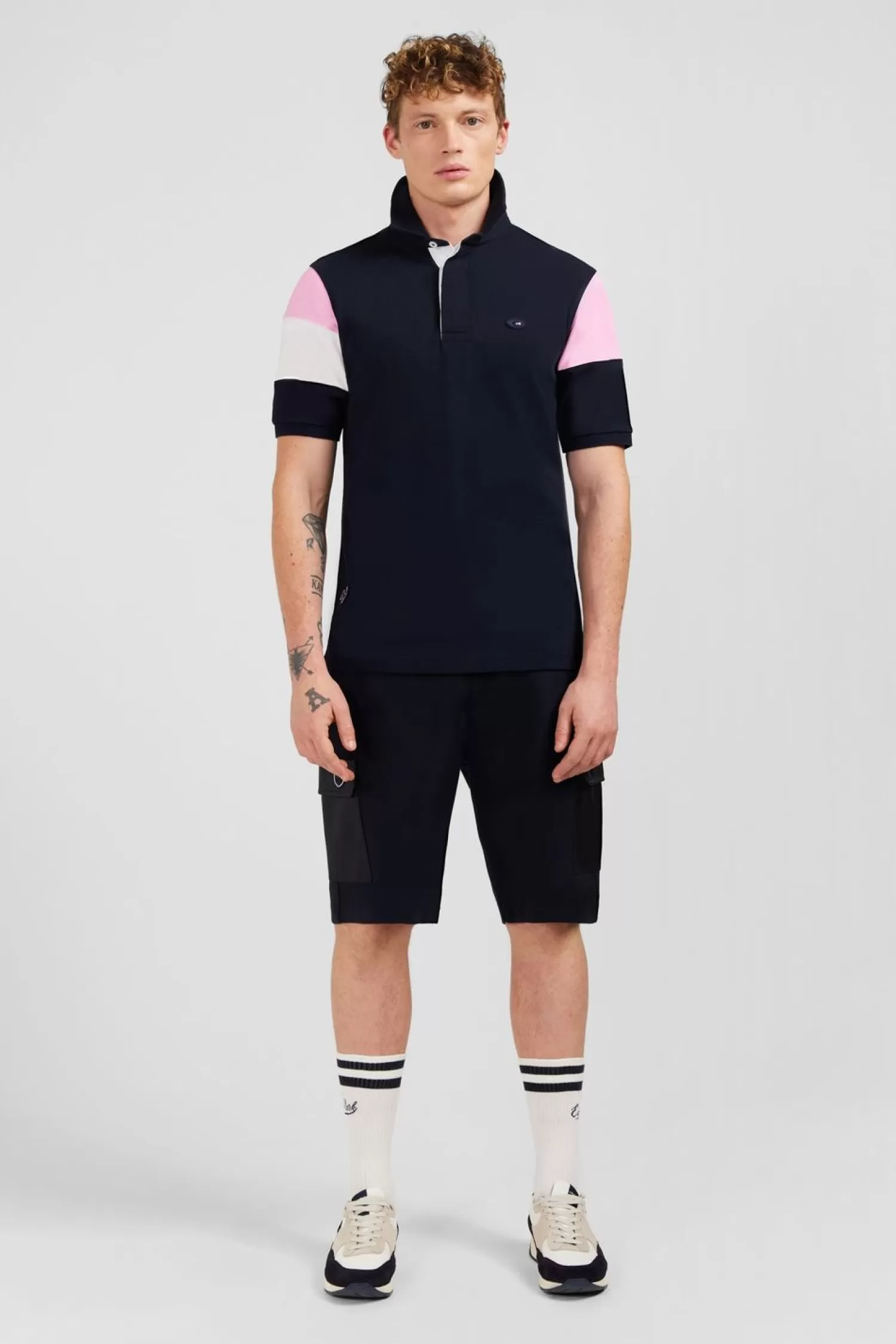 Eden Park Maillot Bleu Fonce Colorblock A Broderies Xv De France-Homme Maillots De Rugby