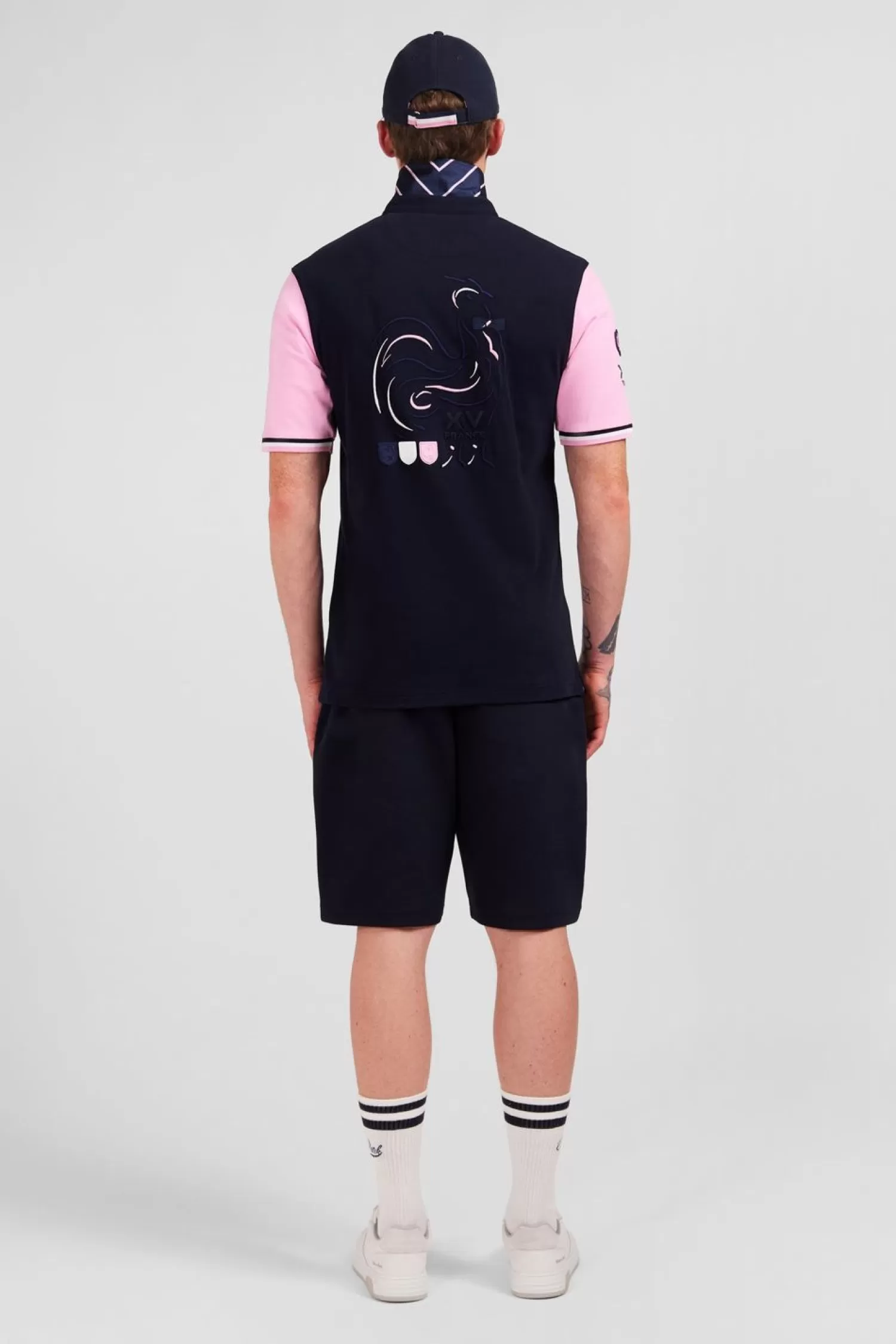 Eden Park Maillot Rose Colorblock A Broderie Coq Au Dos-Homme Maillots De Rugby