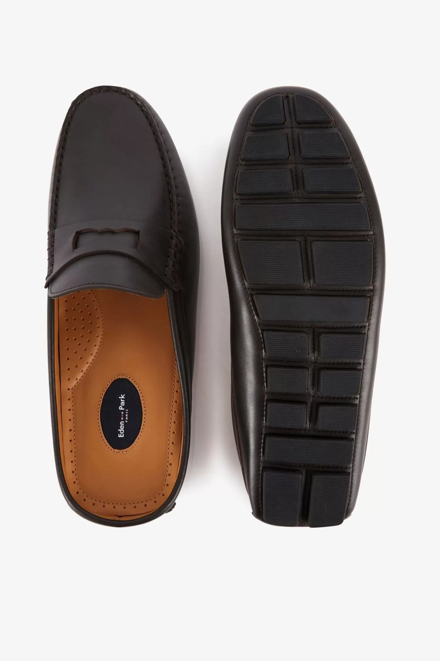 mocassins_marrons_fonces_en_cuir_2.webp Eden Park Mocassins Marrons Fonces En Cuir-Homme Mocassins