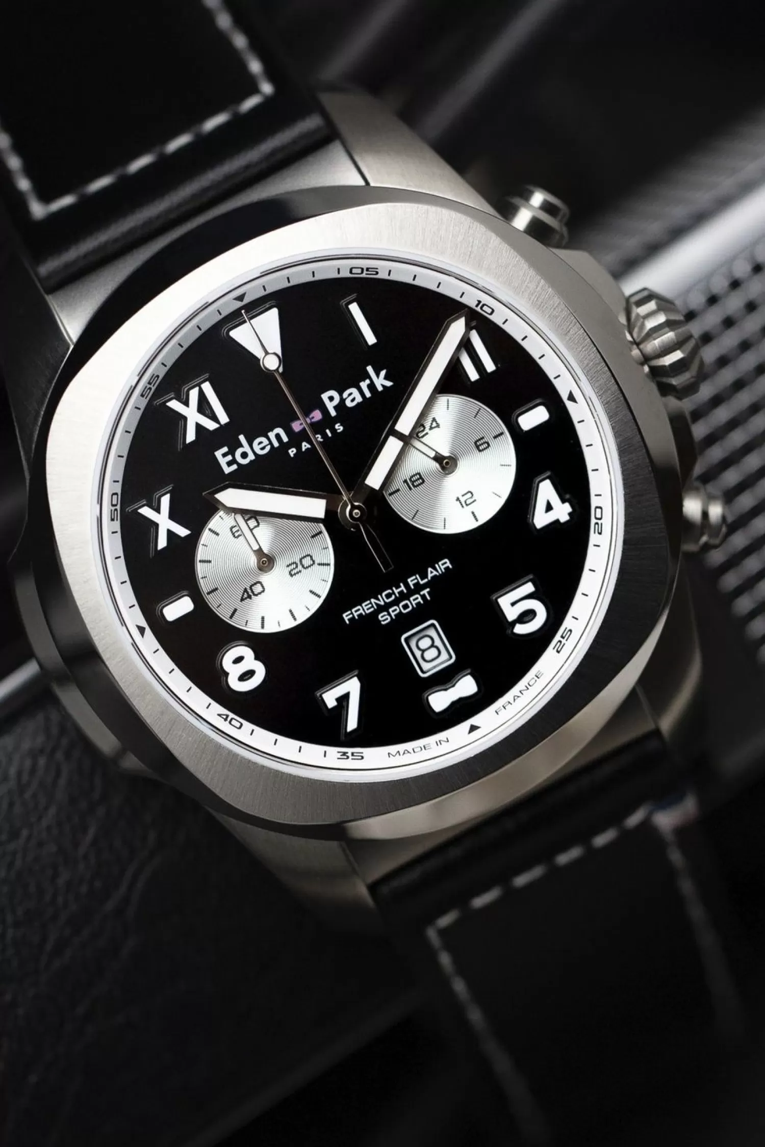 montre_a_quartz_chronographe_en_cuir_noir_4.webp Eden Park Montre A Quartz Chronographe En Cuir Noir-Homme Montre