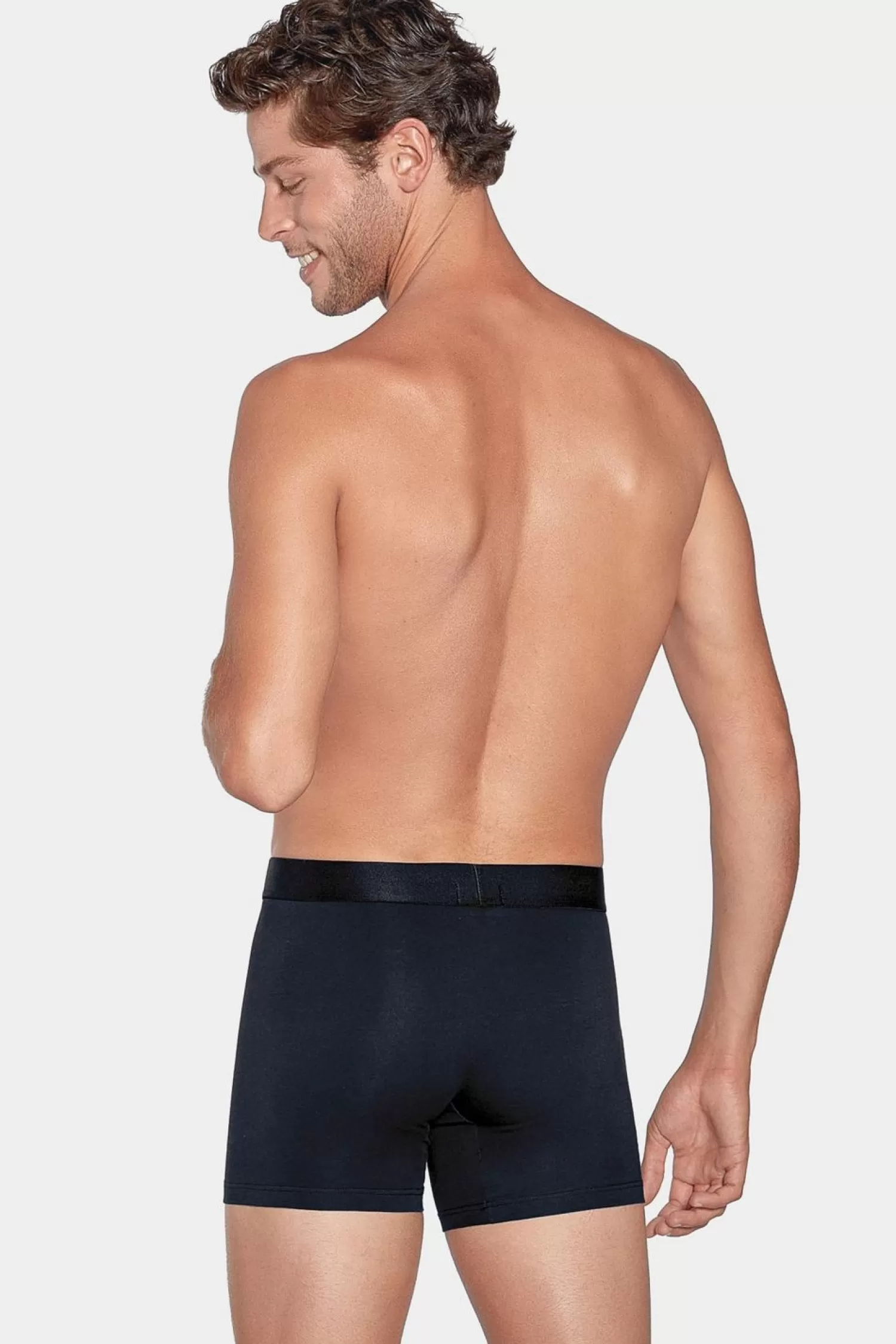 Eden Park Pack De 2 Boxers Blanc Rayures Rouge Et Uni Bleu Fonce-Homme Sous-Vêtements