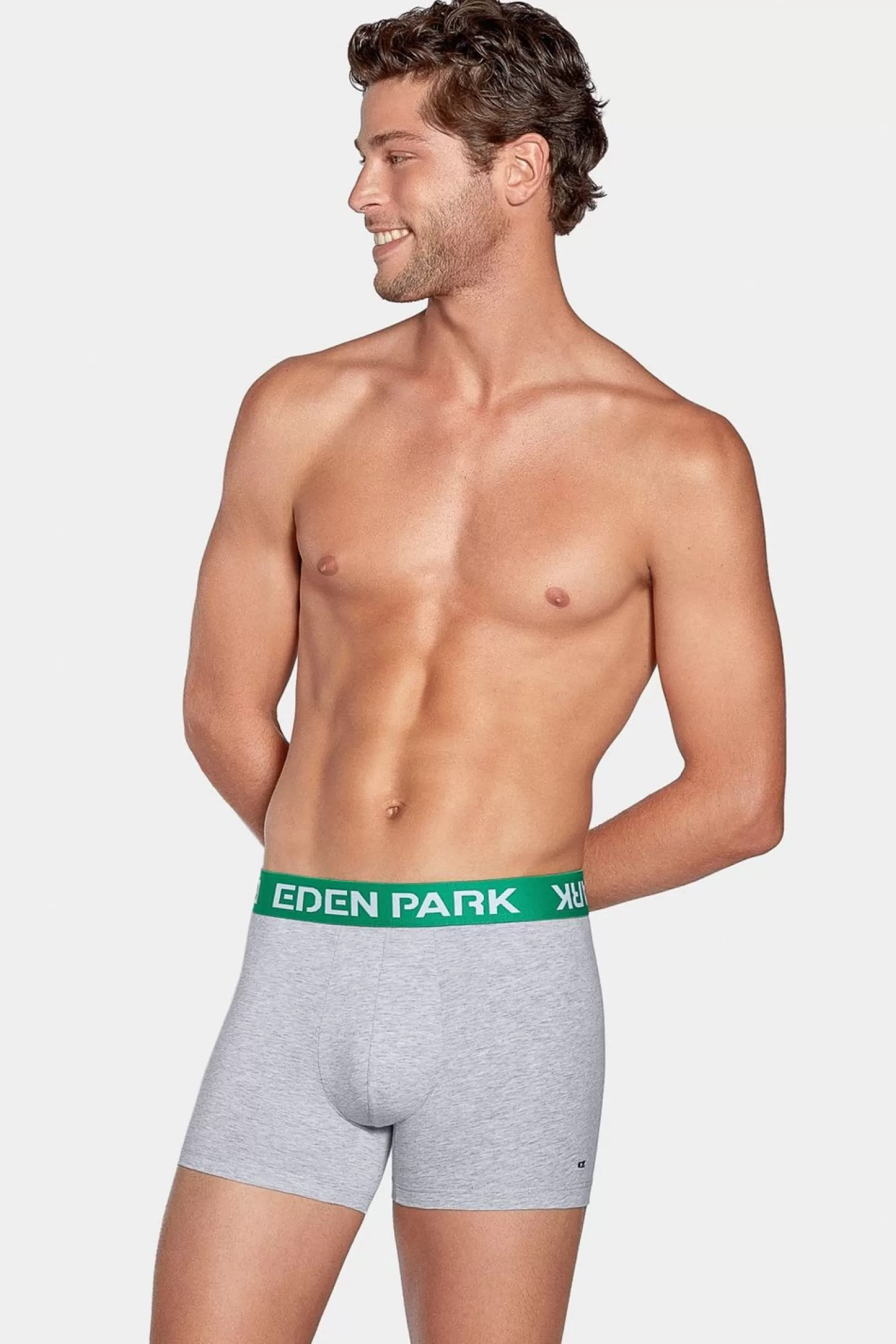 Eden Park Pack De 2 Boxers Bleu Et Gris Uni Ceinture Contrastante-Homme Sous-Vêtements