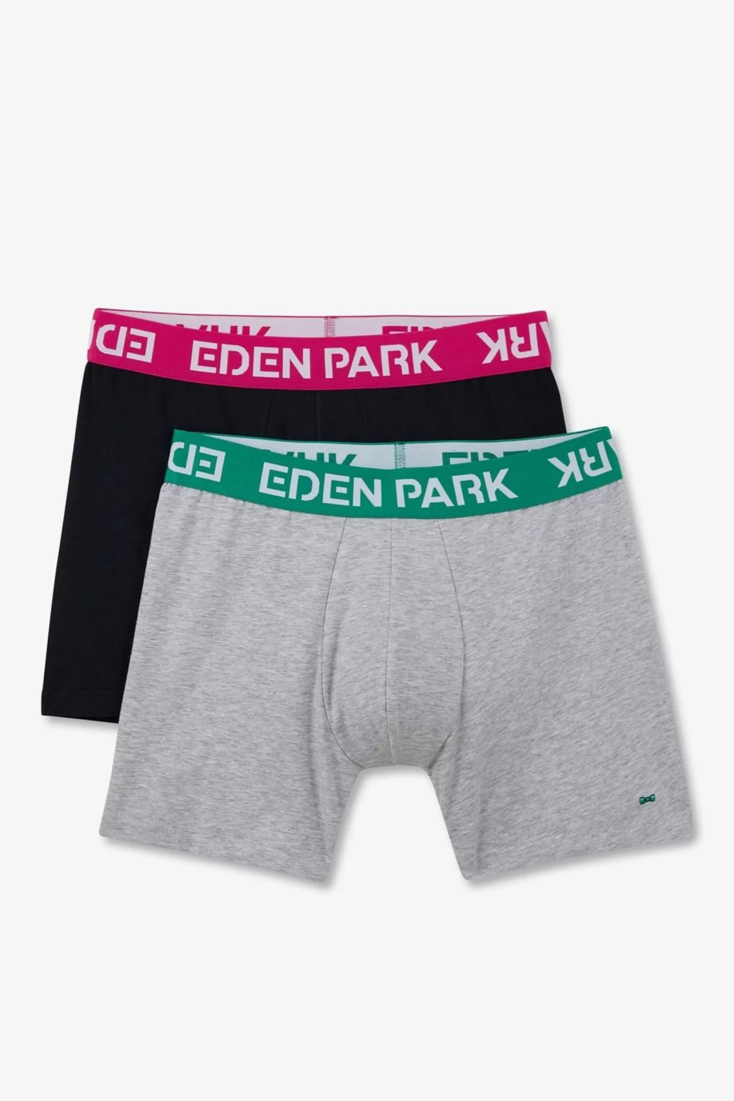 Eden Park Pack De 2 Boxers Bleu Et Gris Uni Ceinture Contrastante-Homme Sous-Vêtements