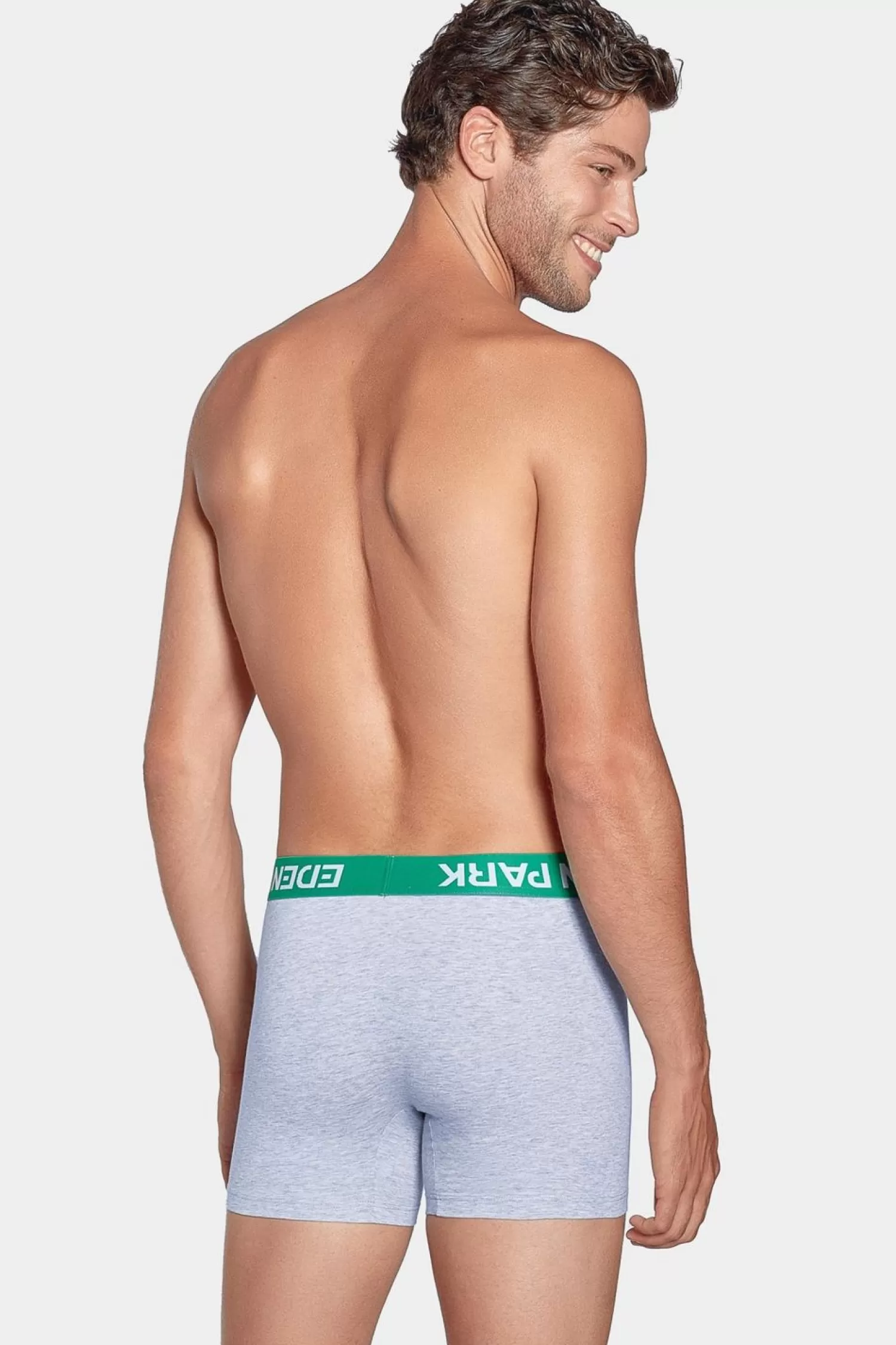 Eden Park Pack De 2 Boxers Bleu Et Gris Uni Ceinture Contrastante-Homme Sous-Vêtements