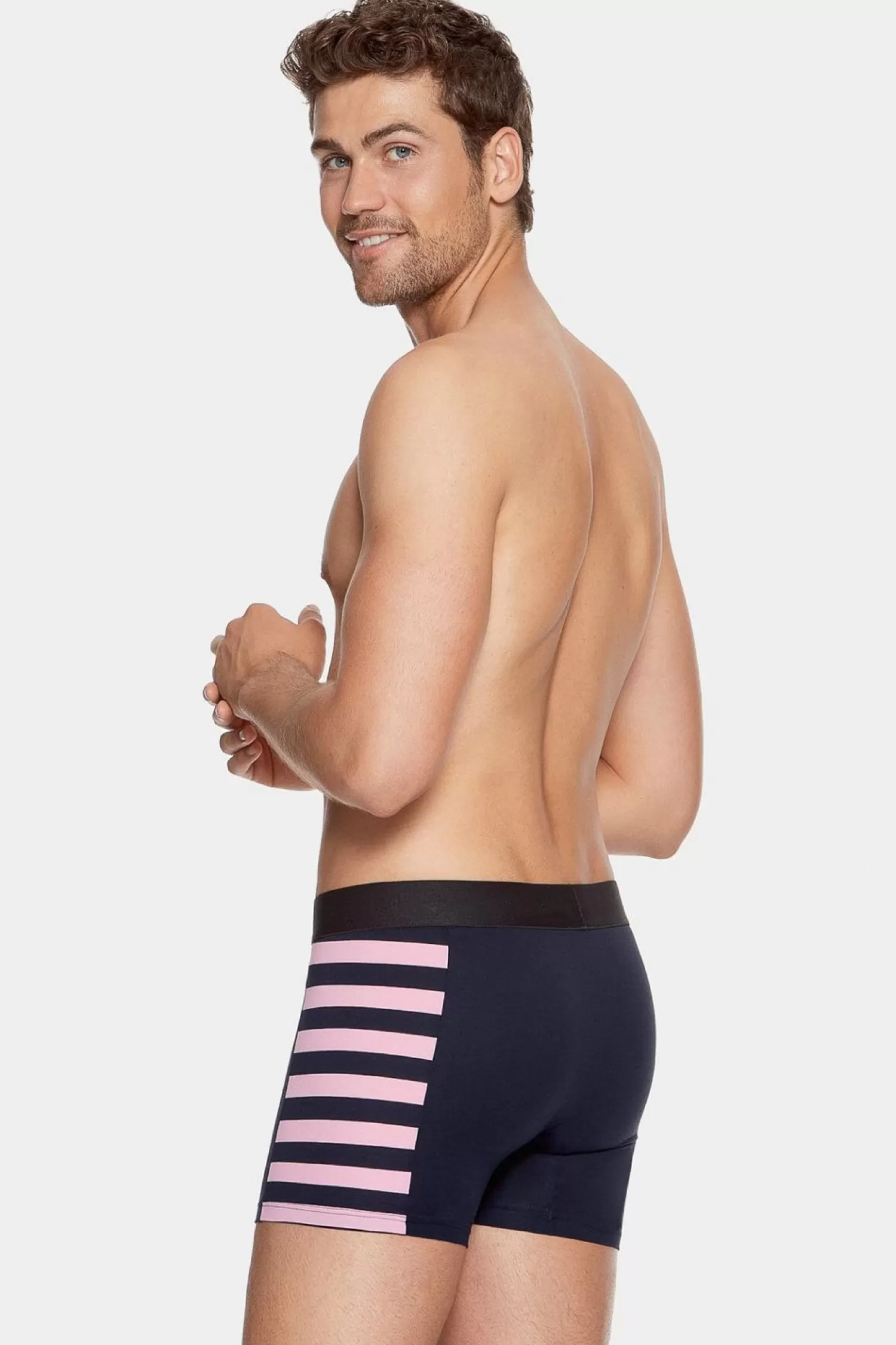 Eden Park Pack De 2 Boxers Bleu Marine Details Rayures Et Uni-Homme Sous-Vêtements