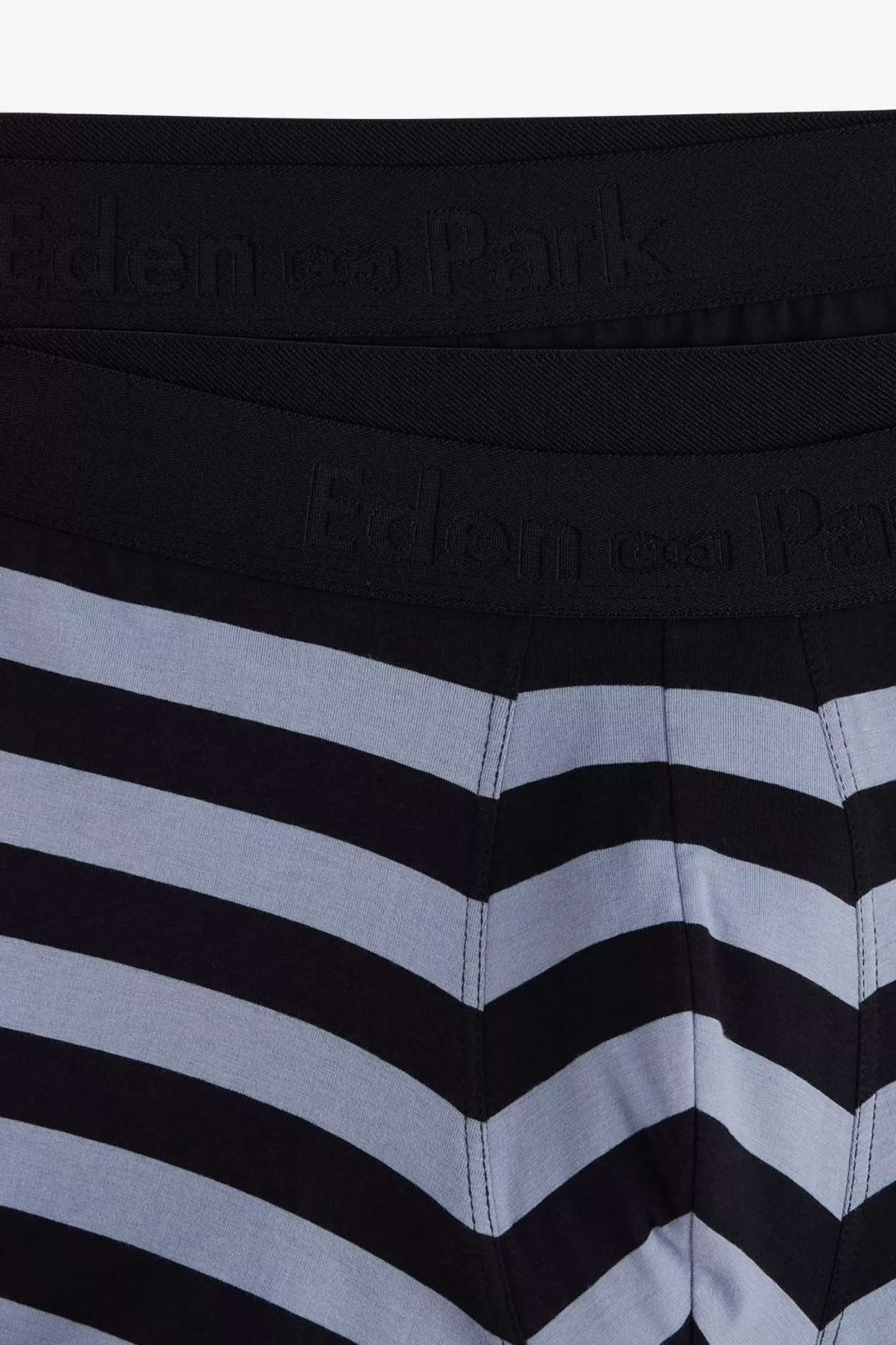 Eden Park Pack De 2 Boxers Bleu Marine Rayures Bleu Clair Et Uni-Homme Sous-Vêtements