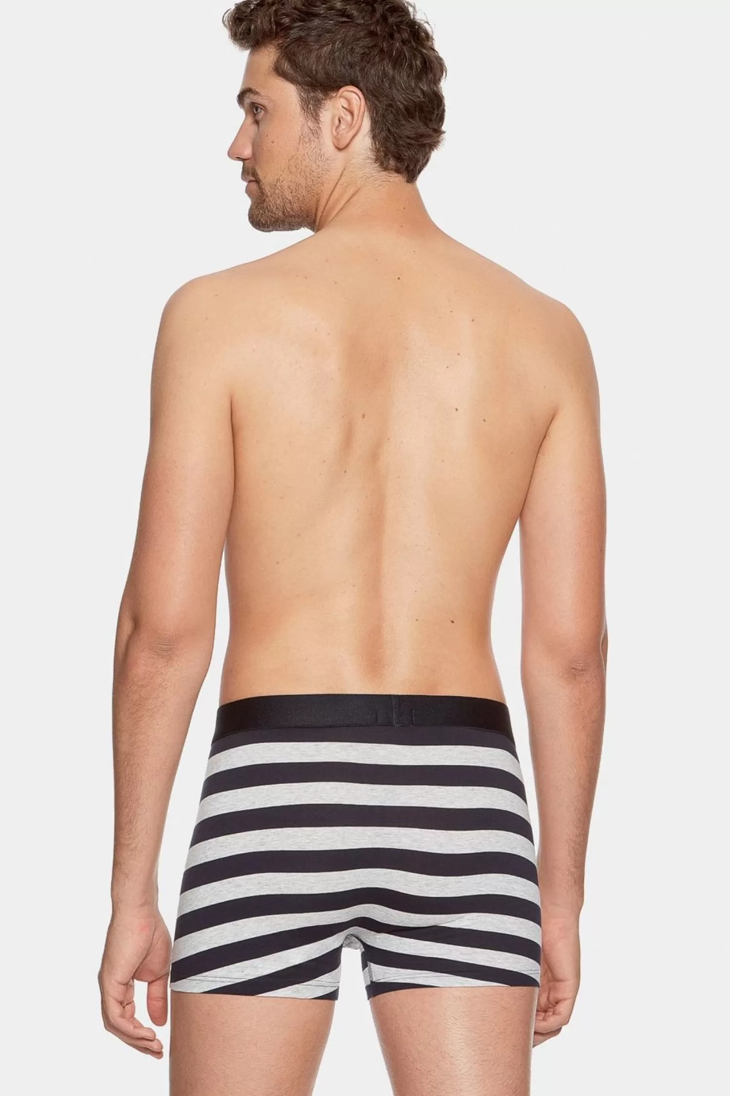 Eden Park Pack De 2 Boxers Bleu Marine Rayures Grise Et Uni-Homme Sous-Vêtements