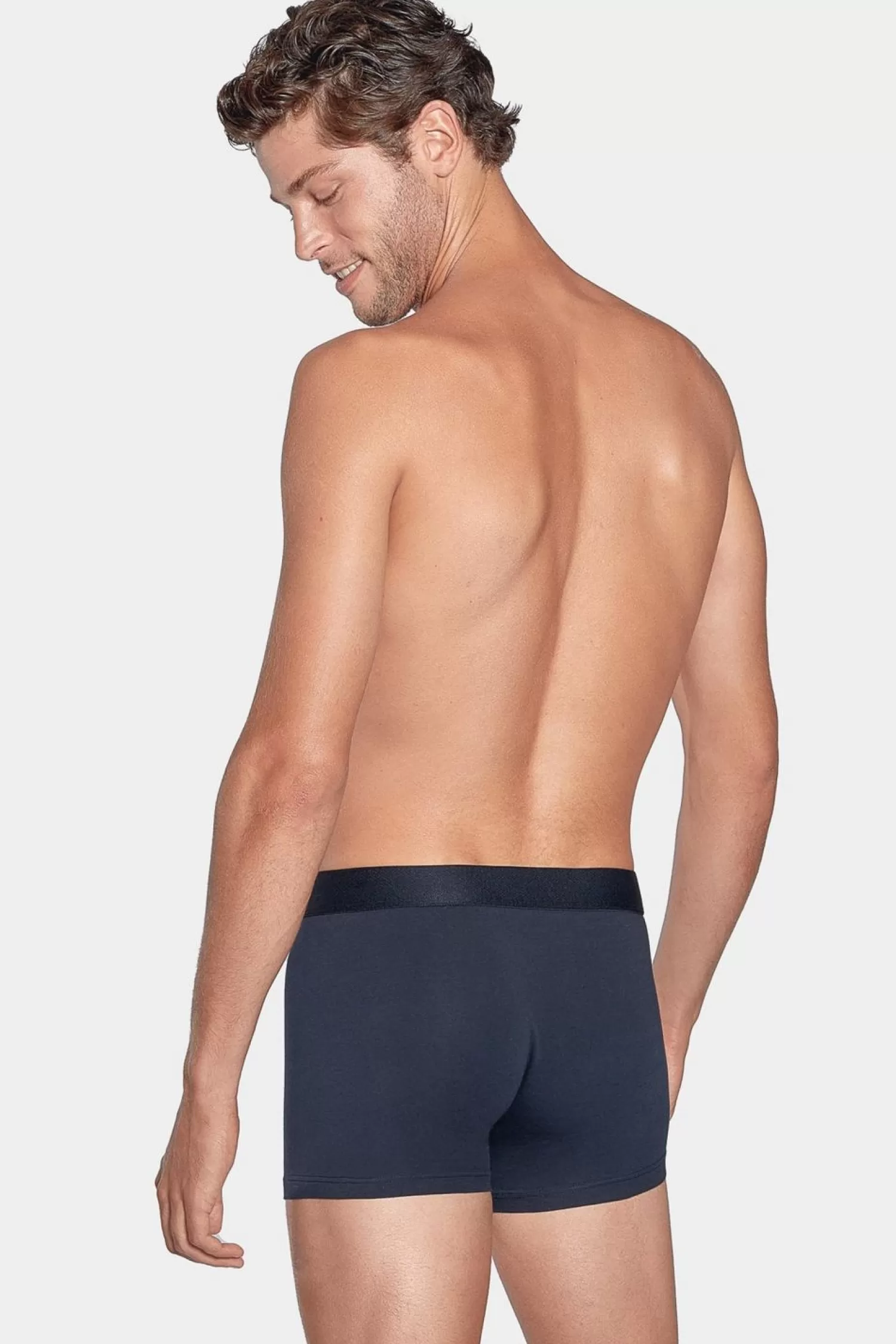 Eden Park Pack De 2 Boxers Bleu Marine Rayures Grise Et Uni-Homme Sous-Vêtements