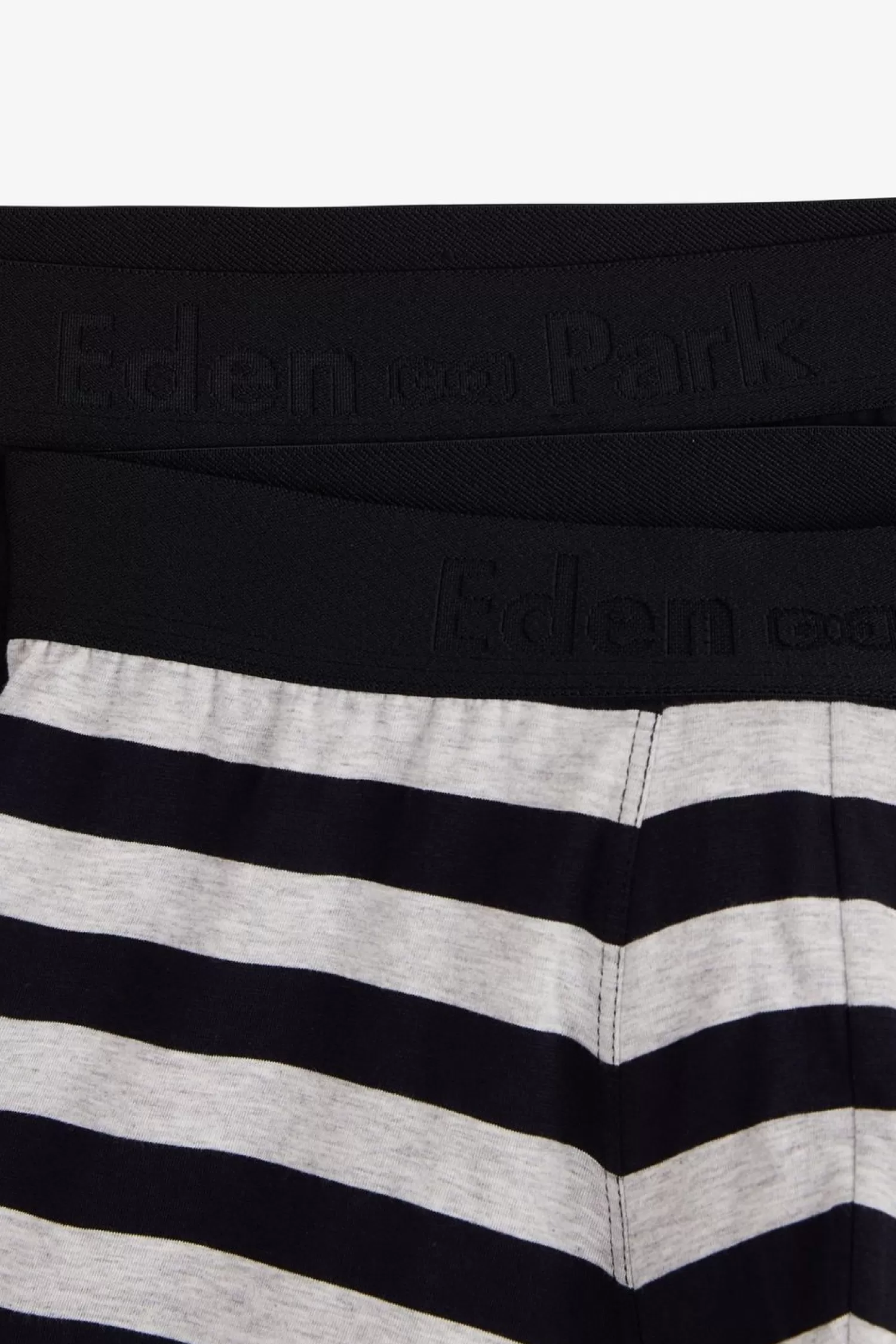 Eden Park Pack De 2 Boxers Bleu Marine Rayures Grise Et Uni-Homme Sous-Vêtements