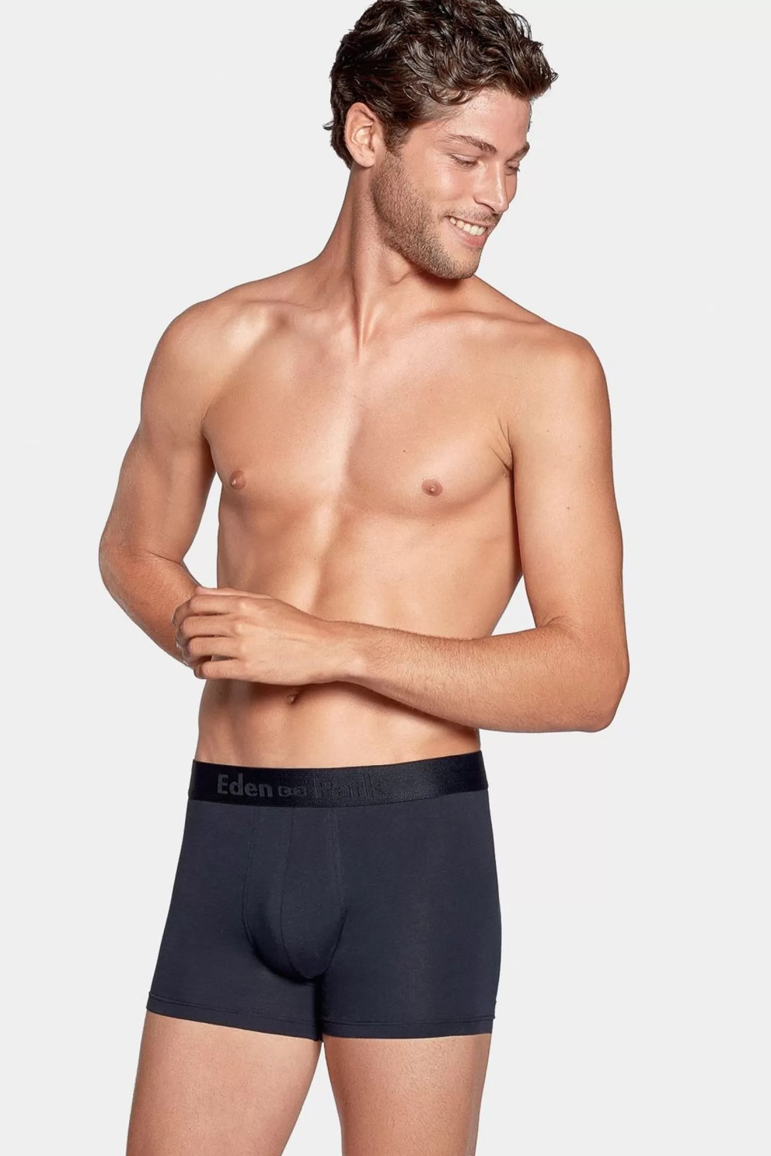 Eden Park Pack De 2 Boxers Bleu Marine Rayures Rose Et Uni-Homme Sous-Vêtements