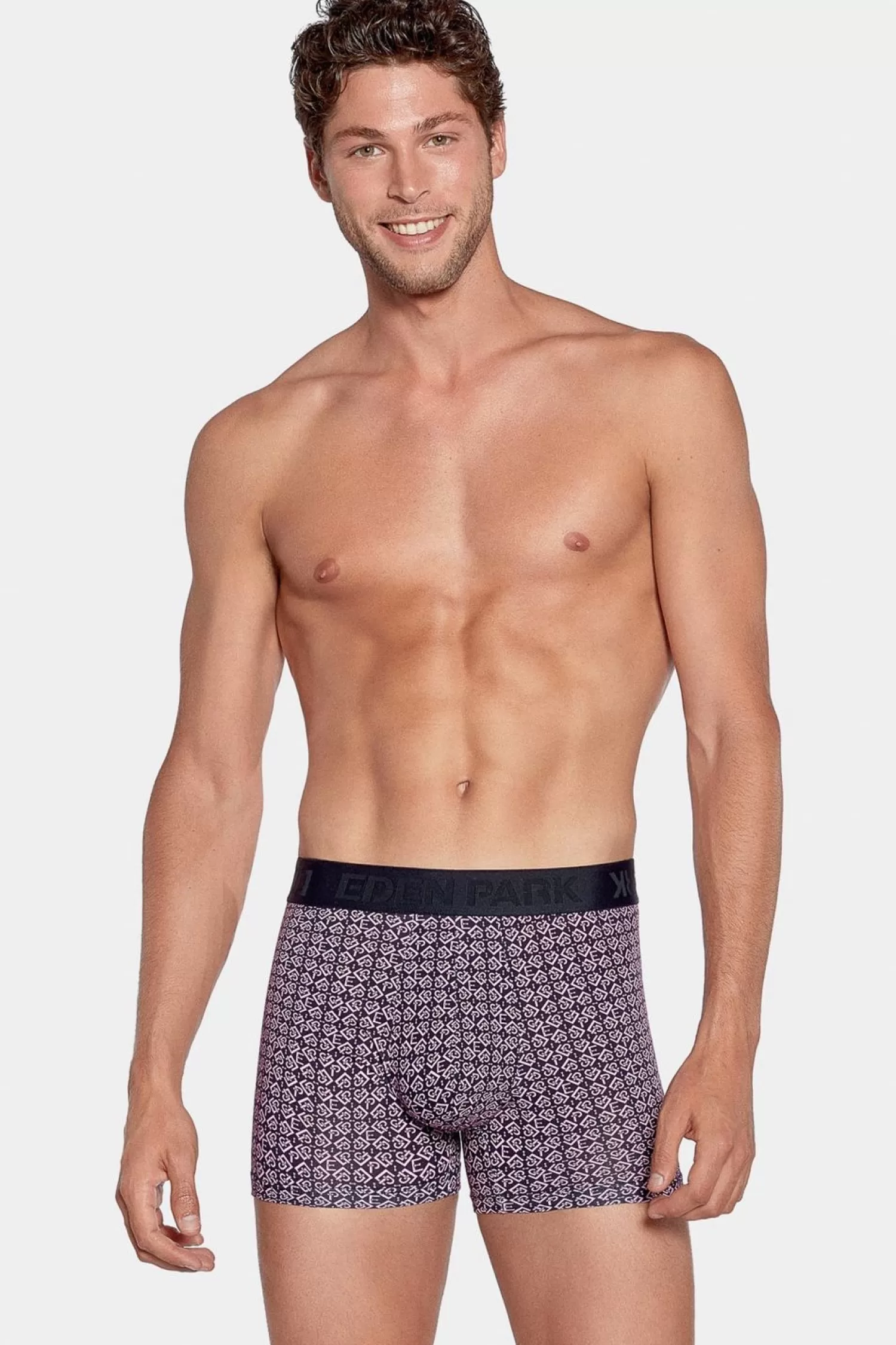 Eden Park Pack De 2 Boxers Bleu Uni Et Rose A Micro-Motifs Ep-Homme Sous-Vêtements