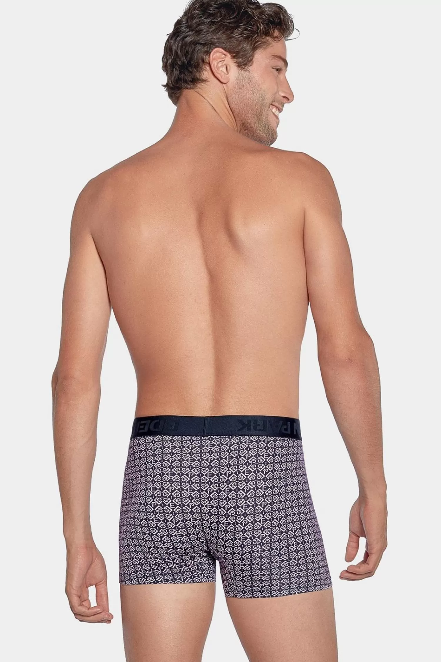 Eden Park Pack De 2 Boxers Bleu Uni Et Rose A Micro-Motifs Ep-Homme Sous-Vêtements