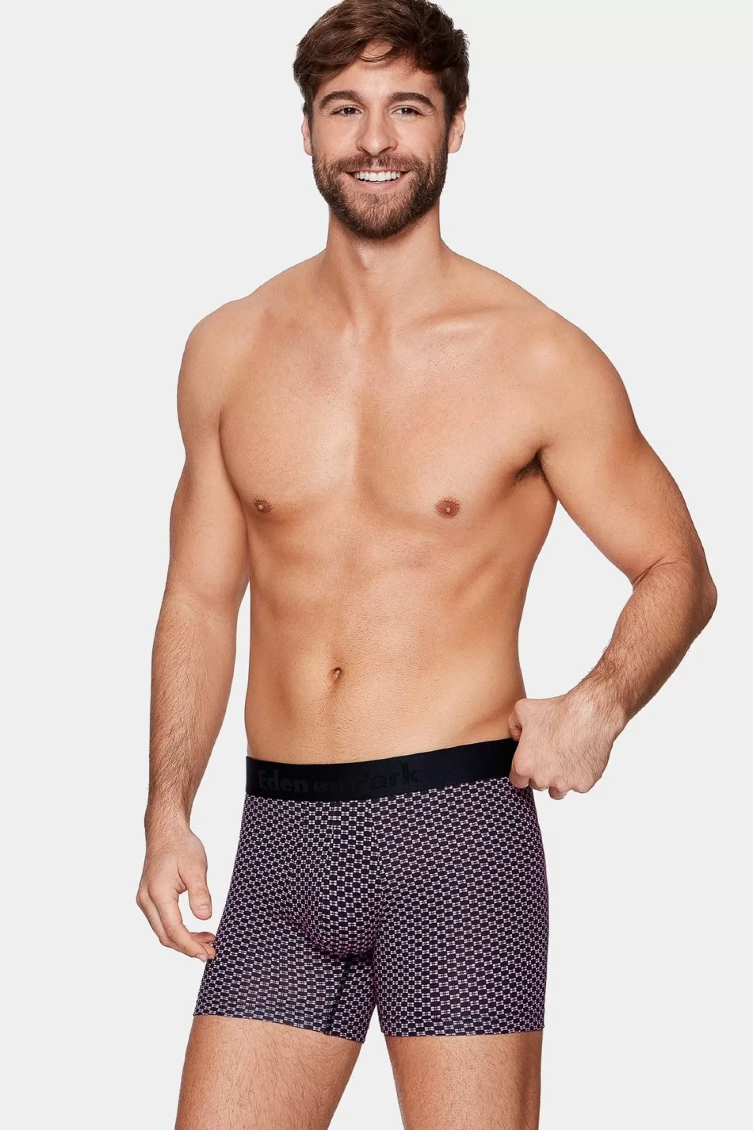 Eden Park Pack De 2 Boxers Rose Details Noeuds Papillons Et Bleu Marine Uni-Homme Sous-Vêtements