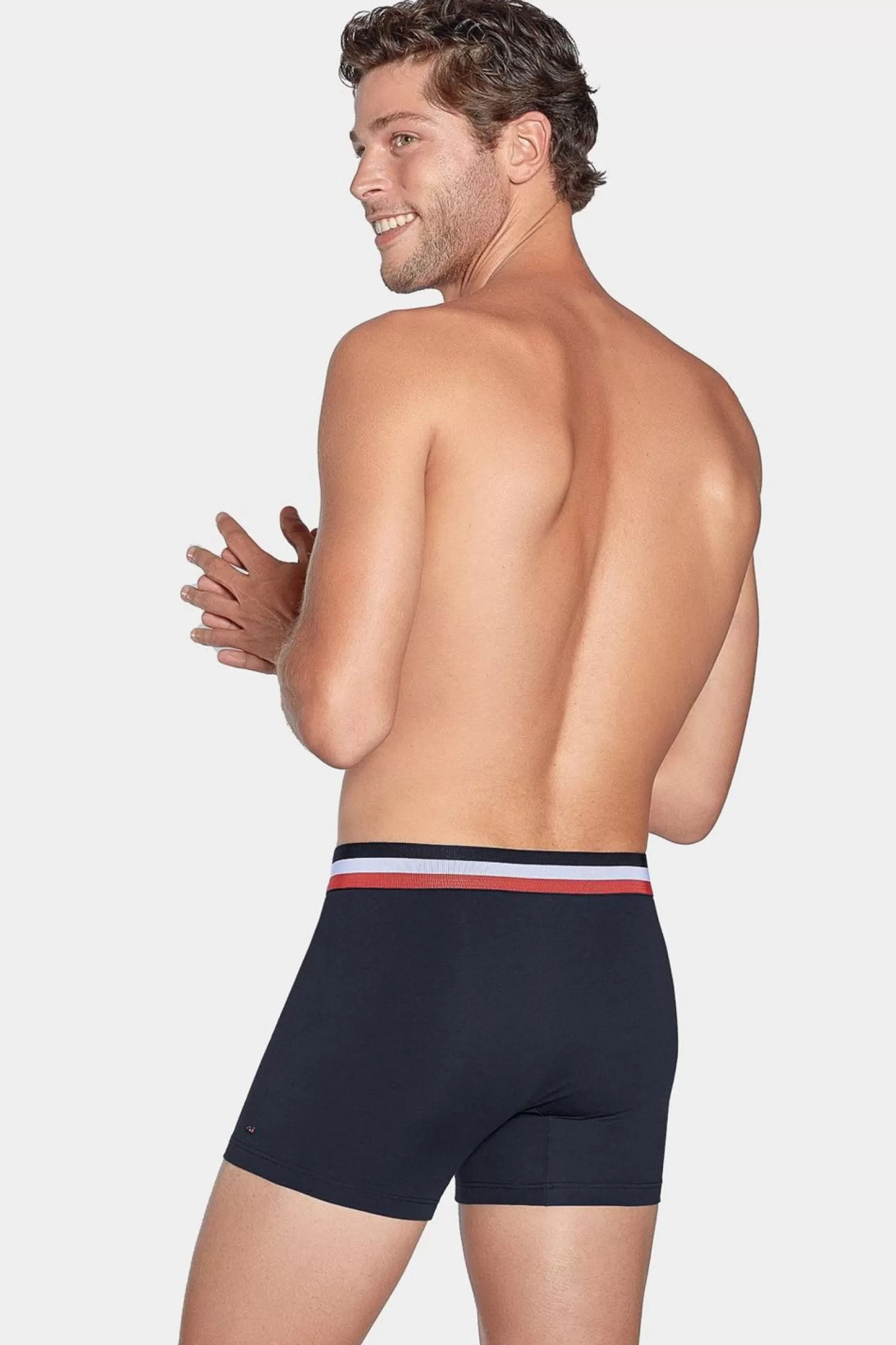 pack_de_2_boxers_rose_et_bleu_uni_ceinture_contrastante_3.webp Eden Park Pack De 2 Boxers Rose Et Bleu Uni Ceinture Contrastante-Homme Sous-Vêtements