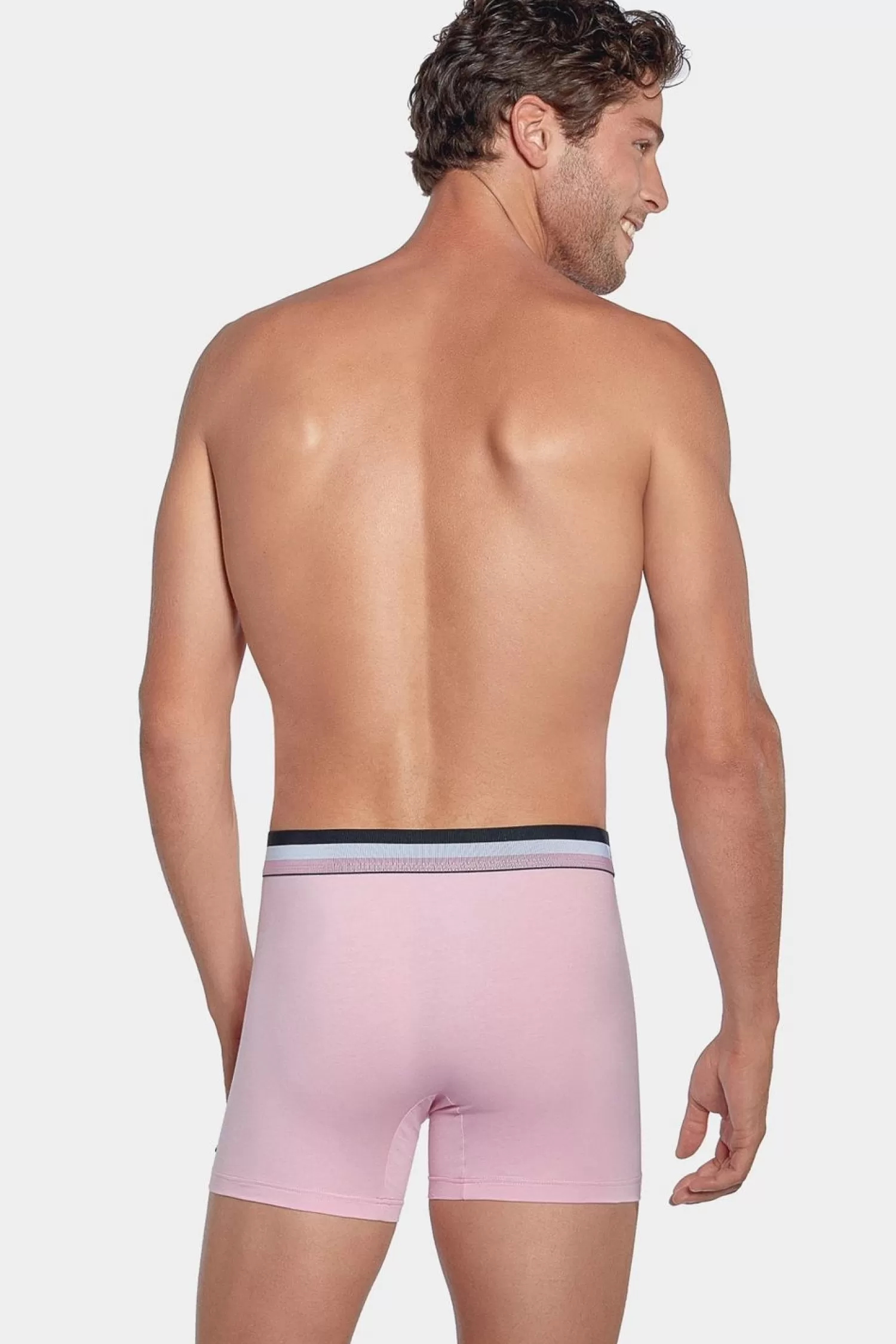 pack_de_2_boxers_rose_et_bleu_uni_ceinture_contrastante_4.webp Eden Park Pack De 2 Boxers Rose Et Bleu Uni Ceinture Contrastante-Homme Sous-Vêtements