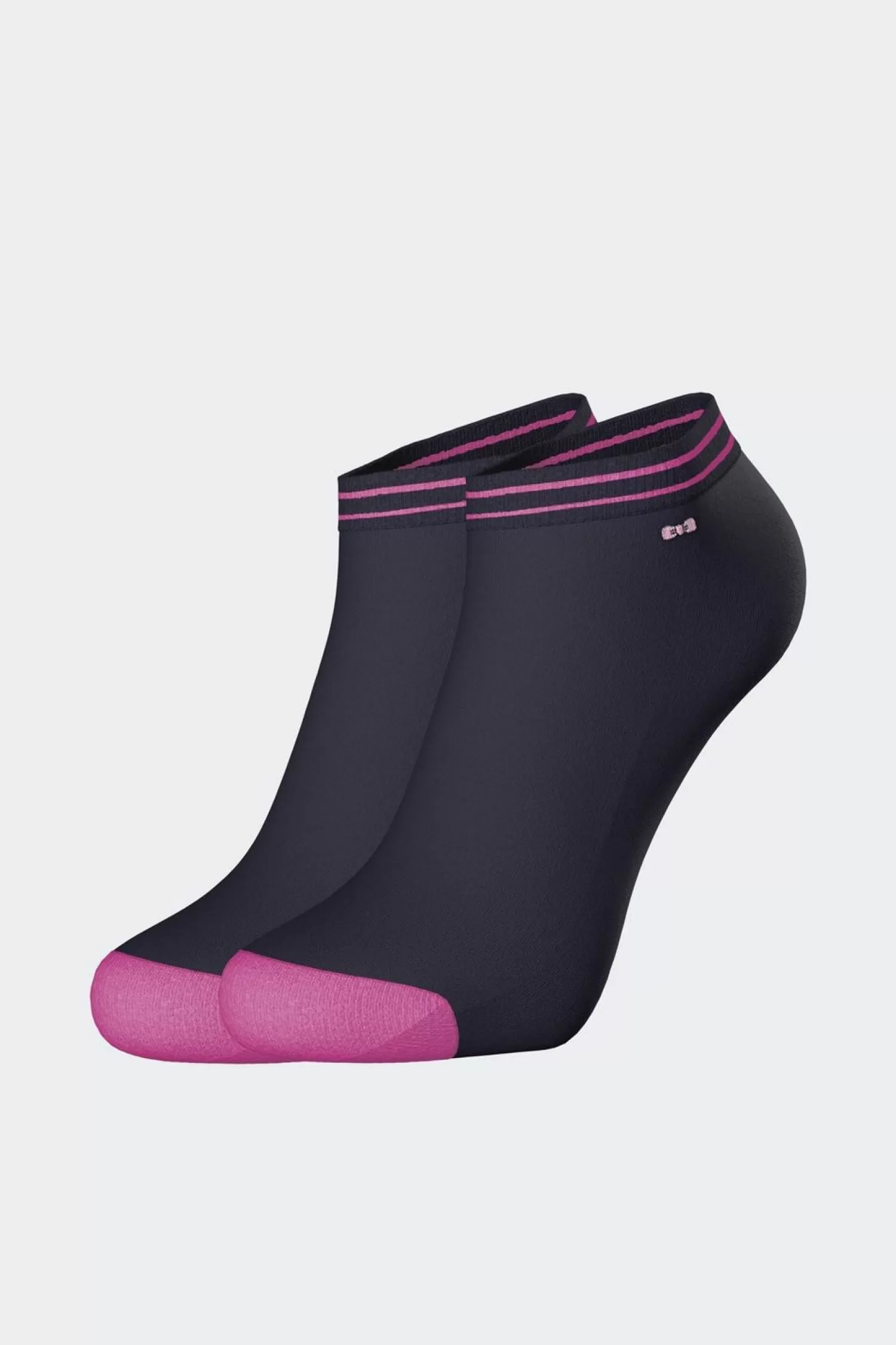 Eden Park Paire De Chaussettes Basses Marine A Bords Fuchsia En Coton Stretch-Homme Chaussettes