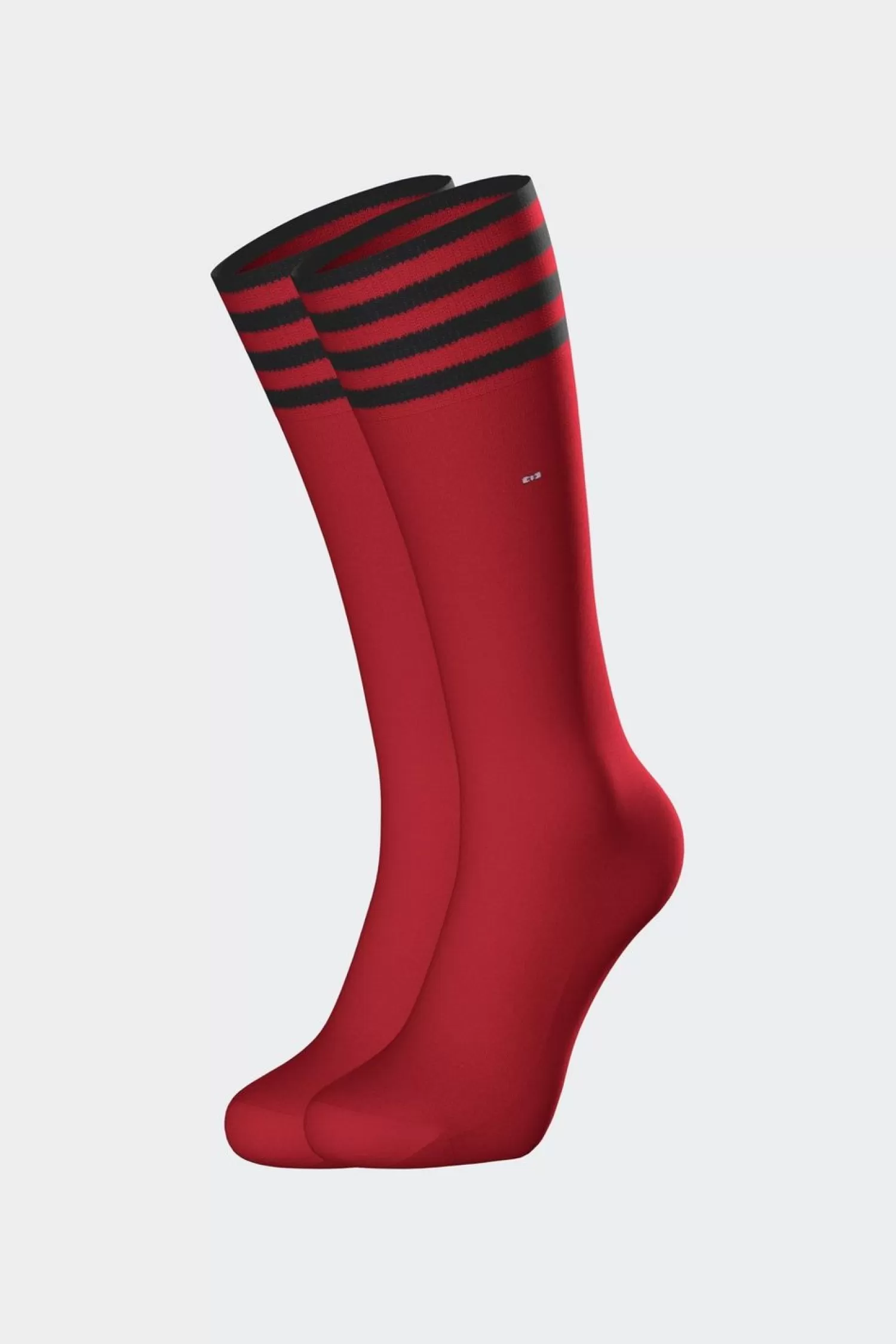 Eden Park Paire De Chaussettes Rouges A Bords Rayes En Coton Stretch-Homme Chaussettes