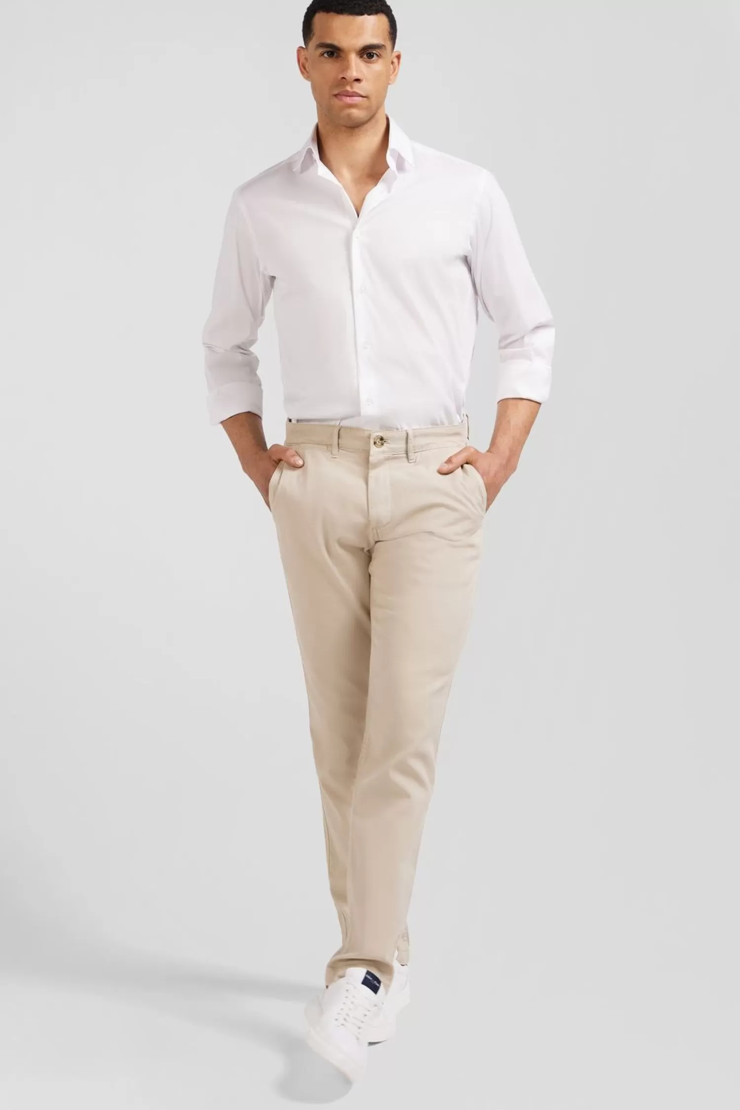 pantalon_chino_sans_plis_beige_2.webp Eden Park Pantalon Chino Sans Plis Beige-Homme Pantalons