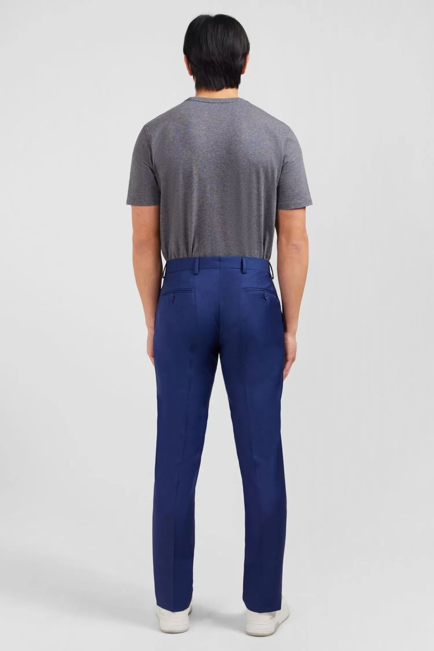 pantalon_slim_bleu_en_laine_a_plis_casses_2.webp Eden Park Pantalon Slim Bleu En Laine A Plis Casses-Homme Pantalons
