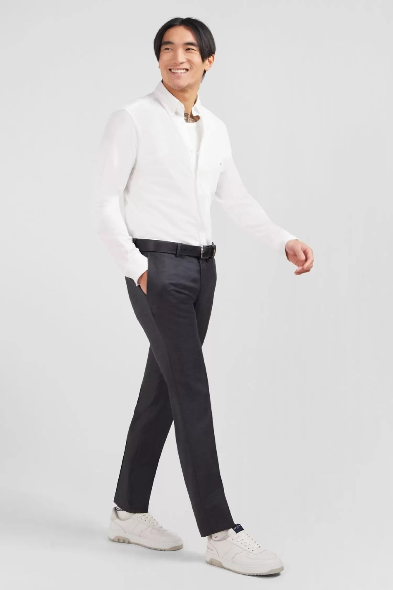 pantalon_slim_gris_en_laine_a_plis_casses_3.webp Eden Park Pantalon Slim Gris En Laine A Plis Casses-Homme Pantalons